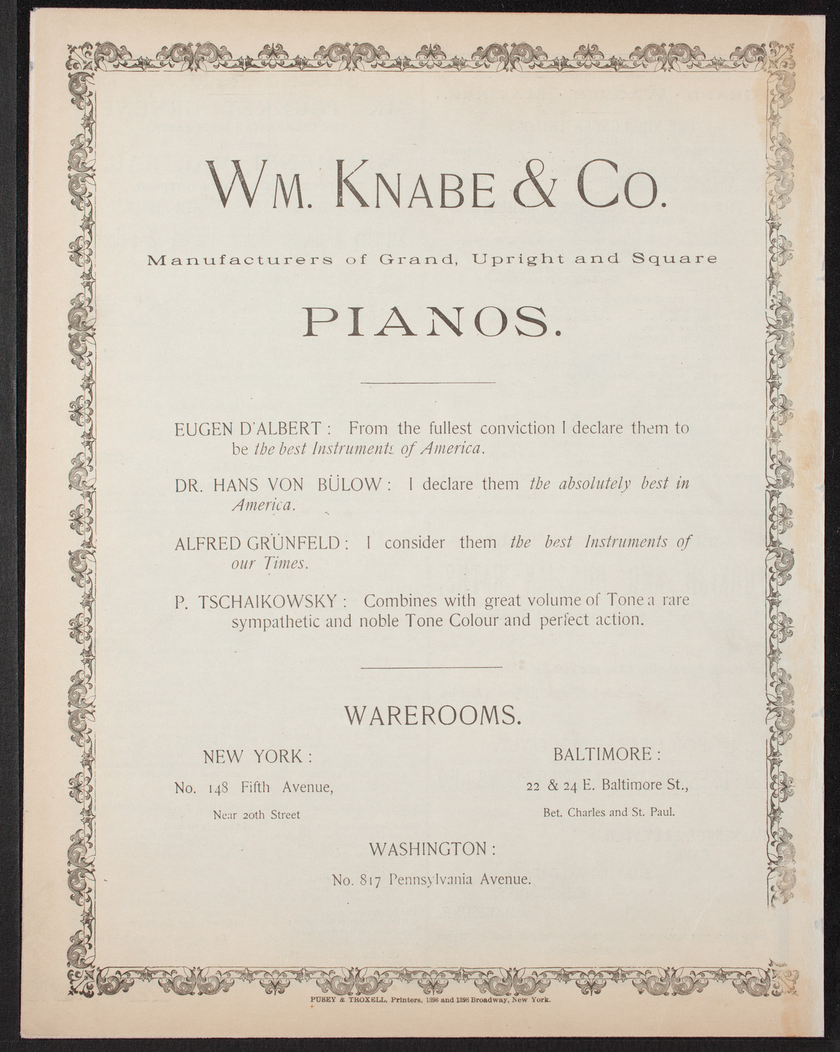 Damrosch Sunday Concert, February 26, 1893, program page 8