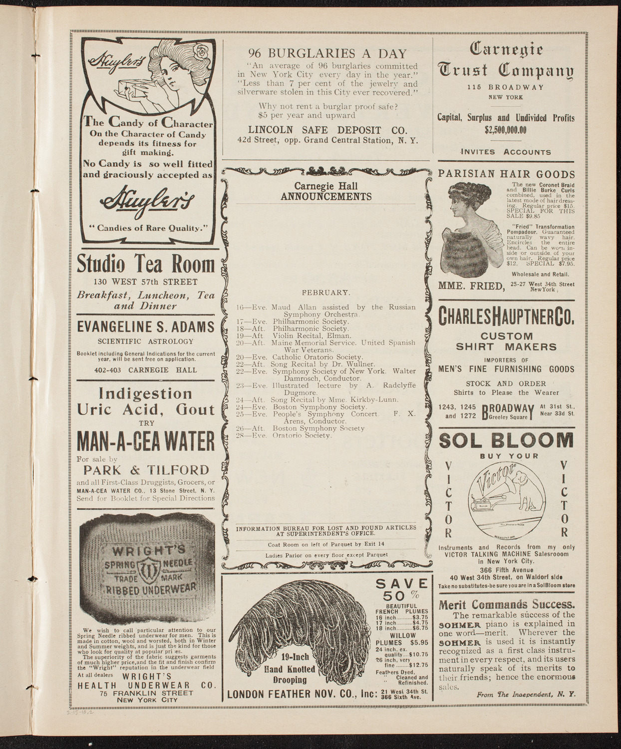 Tribute: Leopold Damrosch, February 15, 1910, program page 3