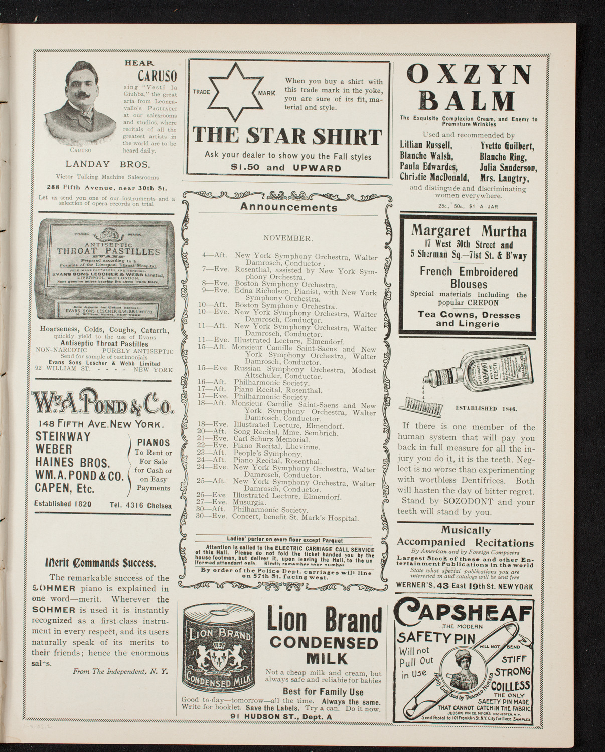 New York Symphony Orchestra, November 3, 1906, program page 3