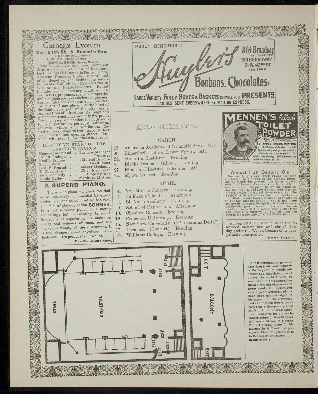 Academy Stock Company of the American Academy of Dramatic Arts and Empire Theatre Dramatic School, March 19, 1902, program page 4