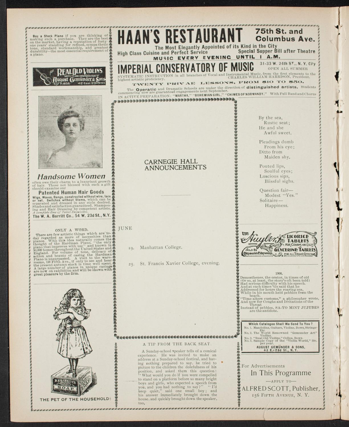 Graduation: The Packard Commercial School, June 7, 1900, program page 2