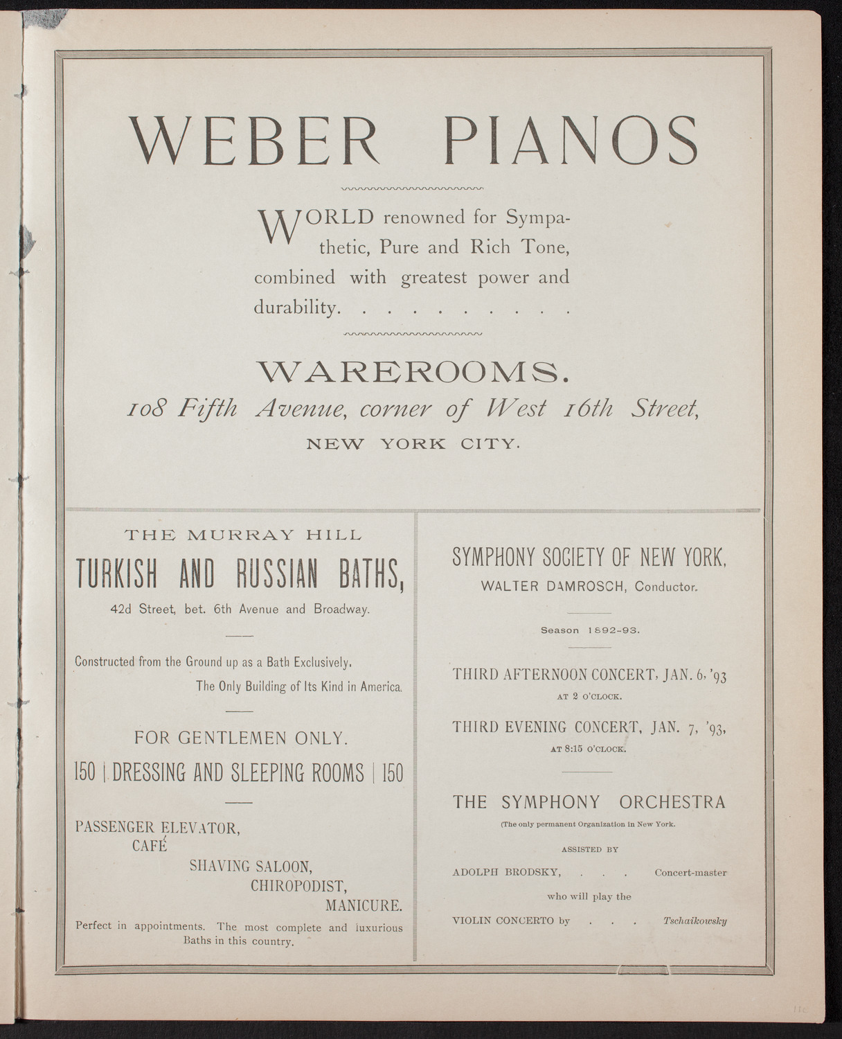 Damrosch Sunday Concert, December 18, 1892, program page 7