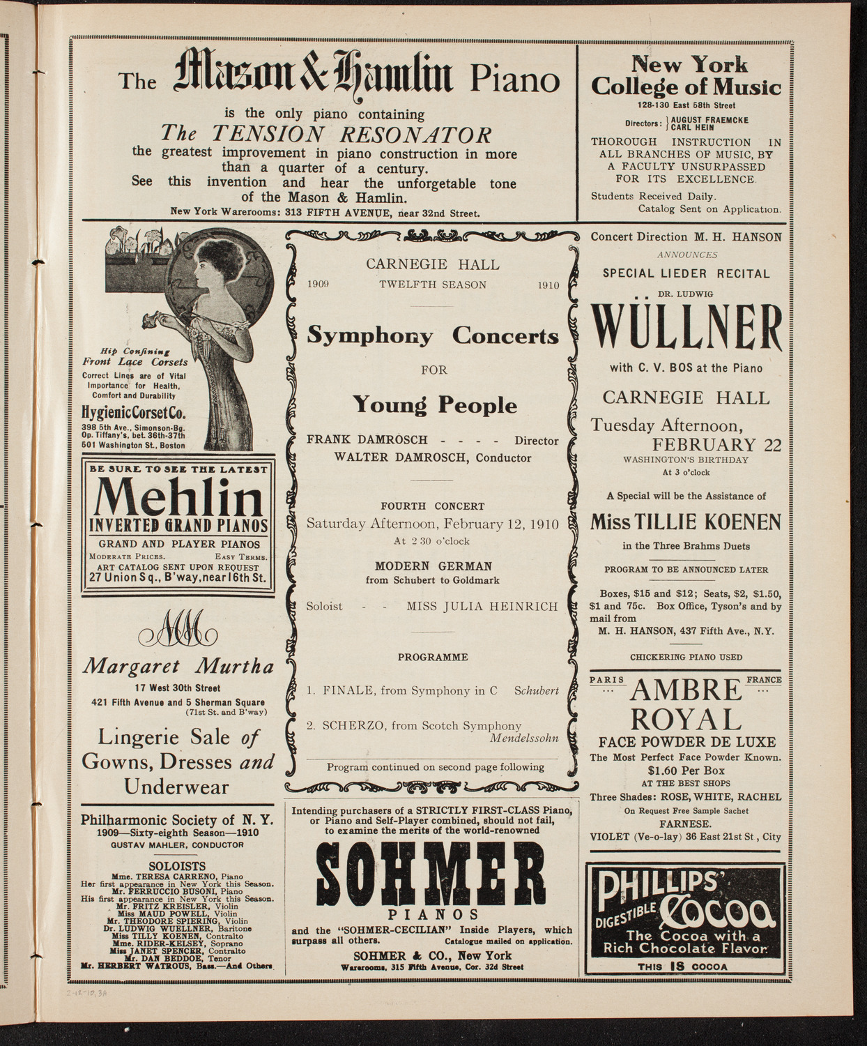 Symphony Concert for Young People, February 12, 1910, program page 5