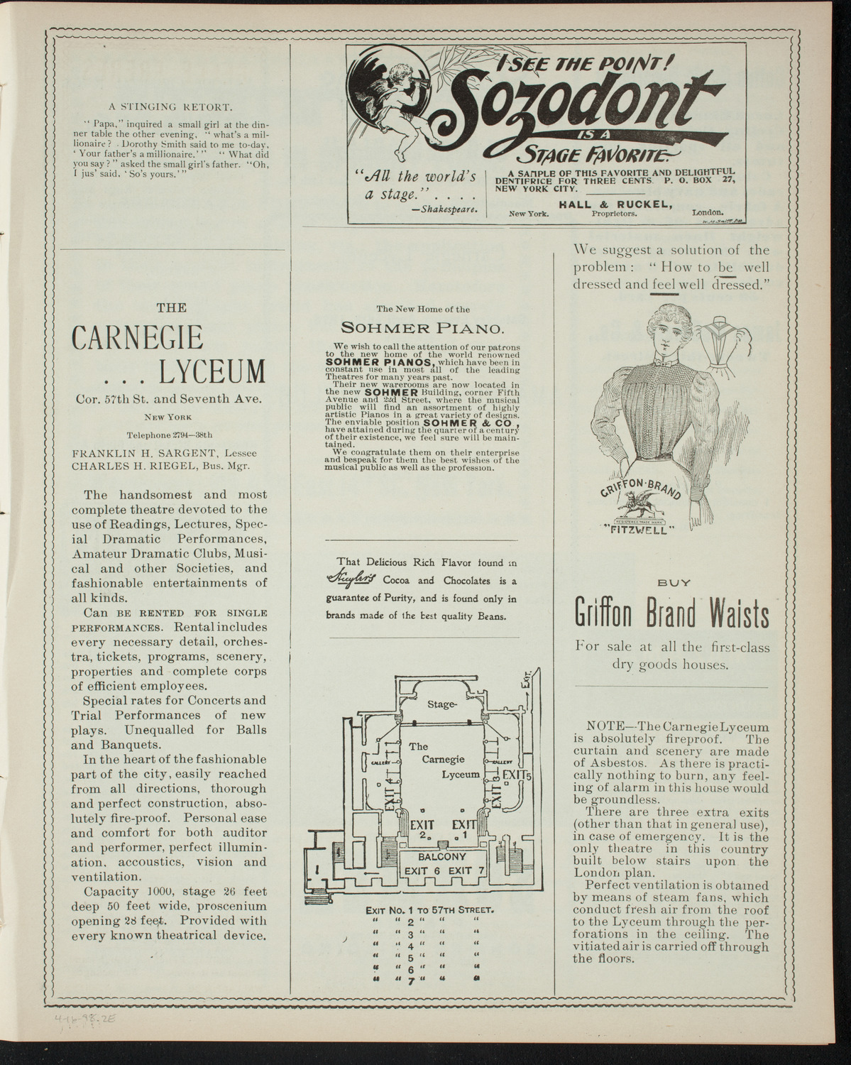 Amateur Comedy Club, April 16, 1898, program page 3