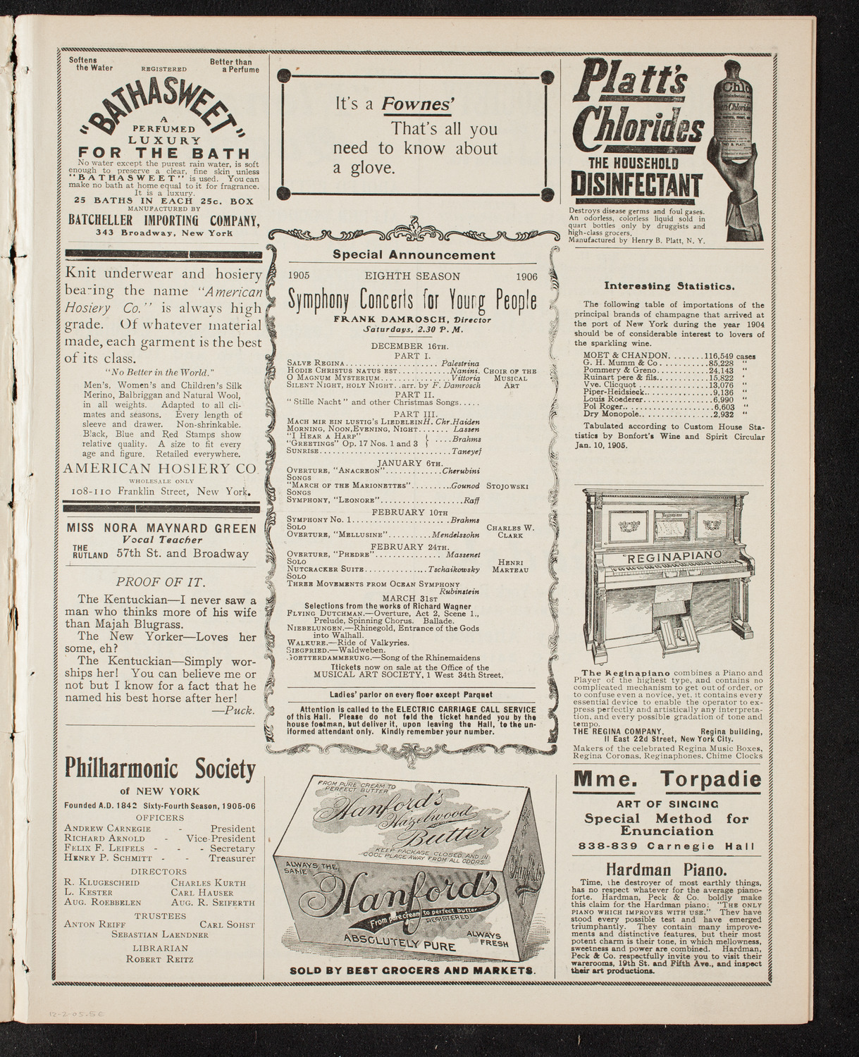 New York Philharmonic, December 2, 1905, program page 9