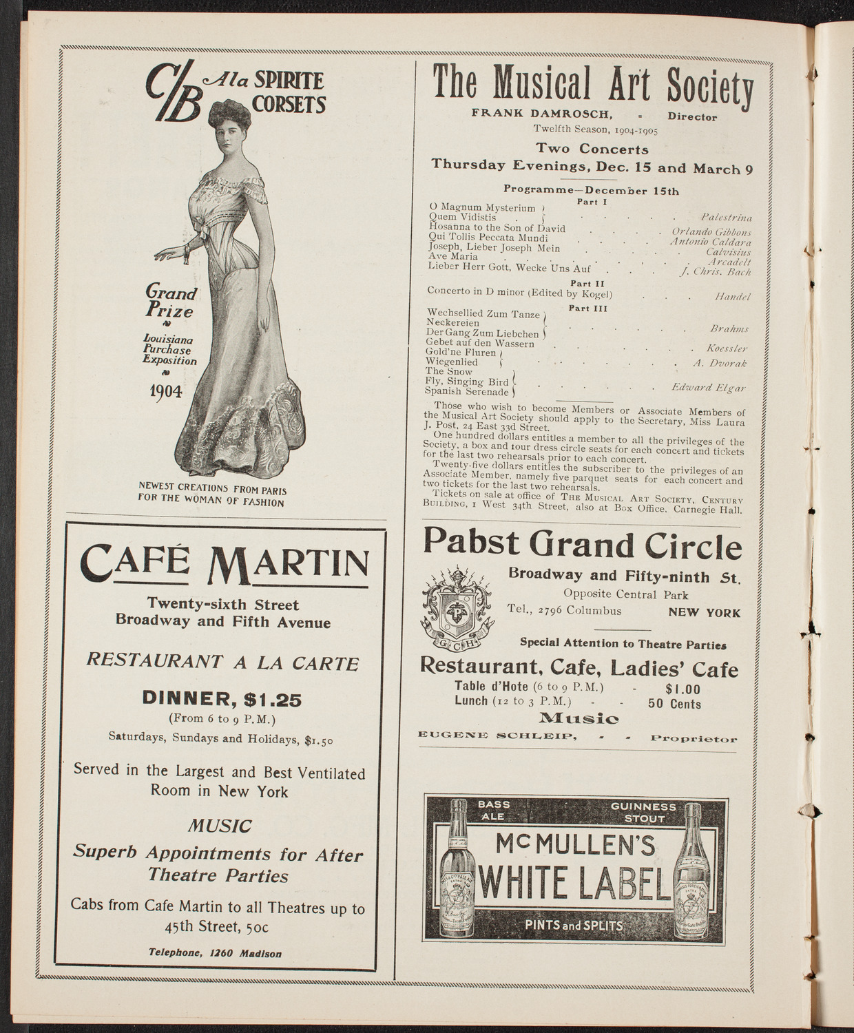 New York Symphony Orchestra, December 4, 1904, program page 8