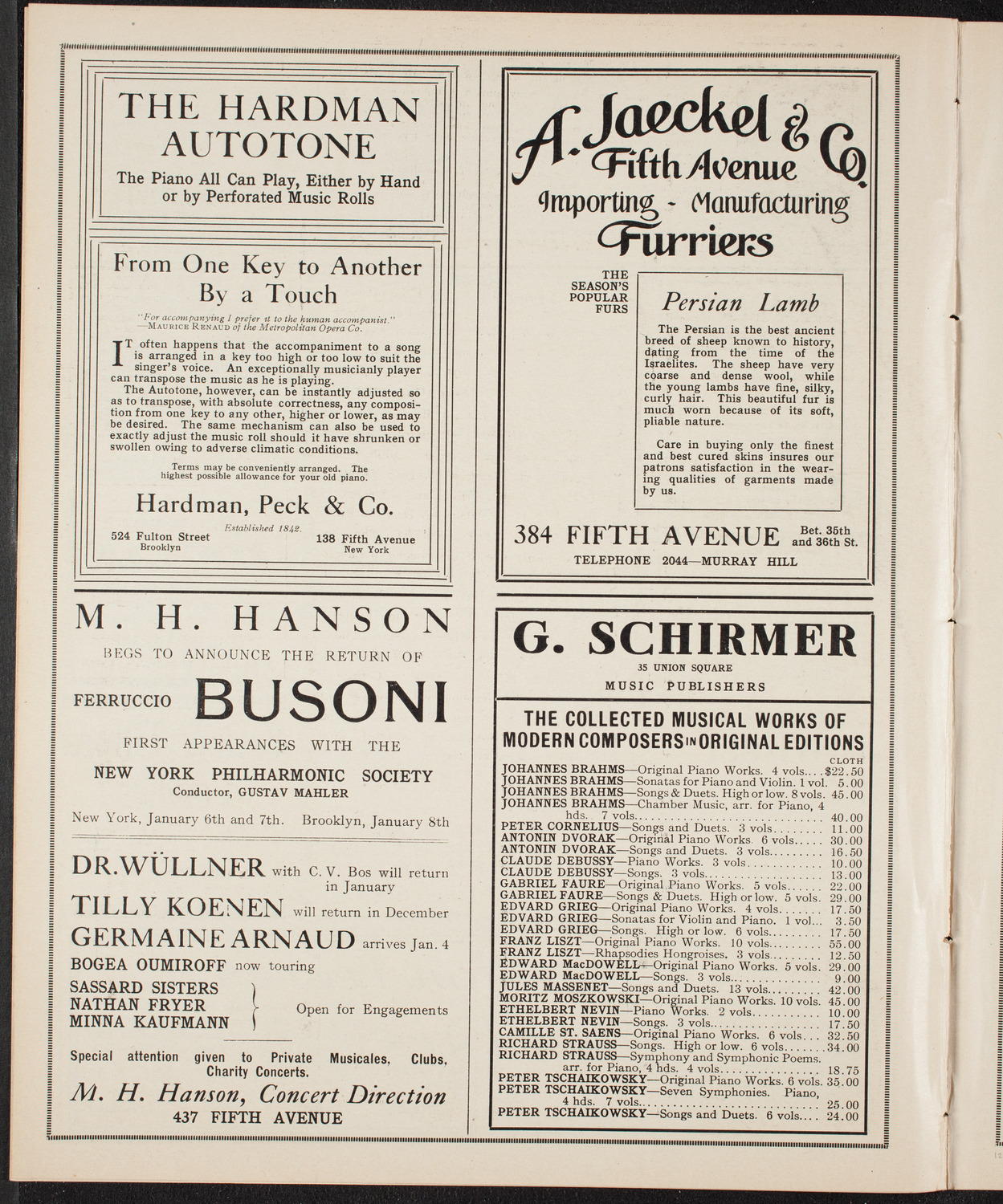 Elmendorf Lecture: At the Gates of the East, December 12, 1909, program page 8