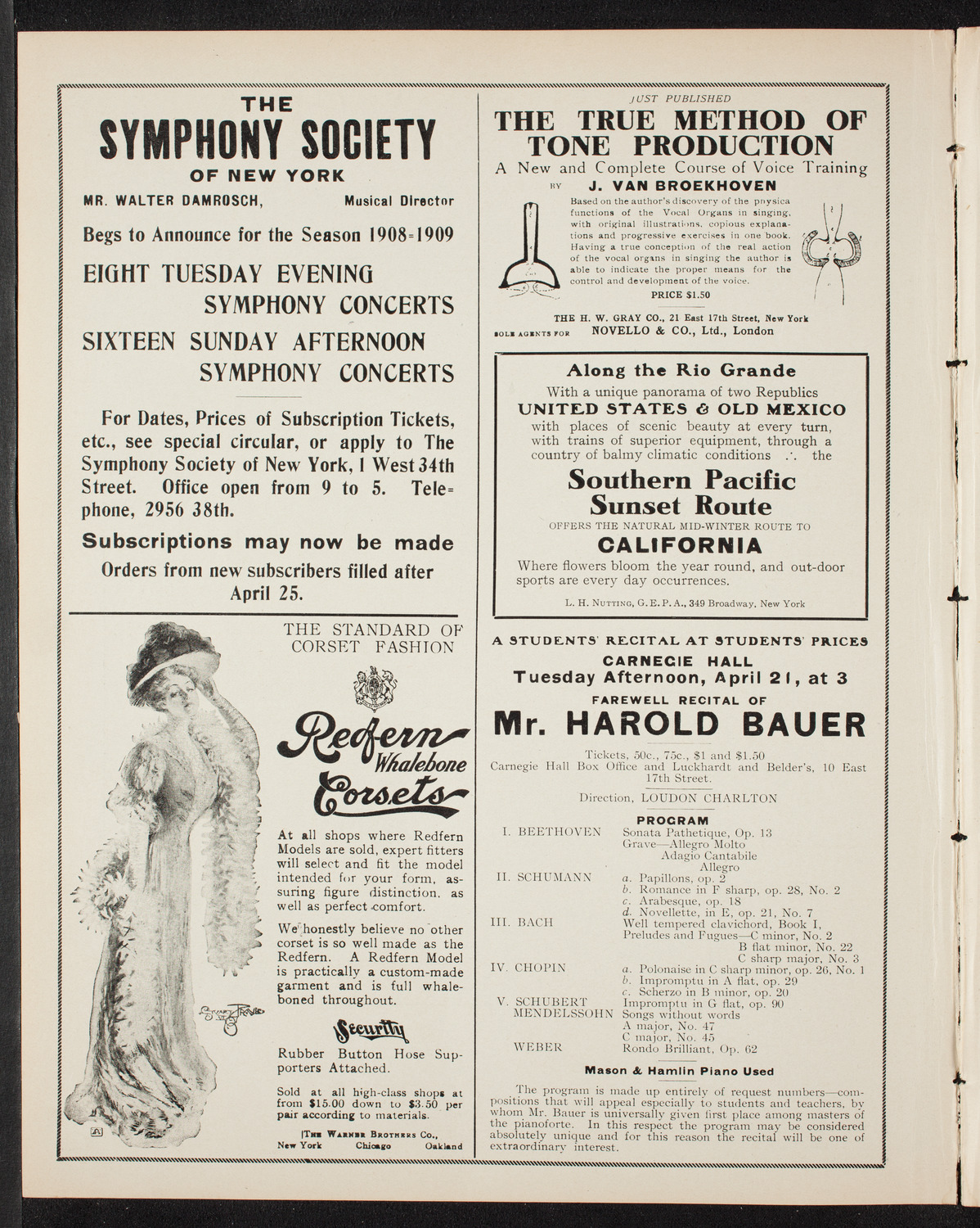 Johanna Gadski, Soprano, April 10, 1908, program page 2