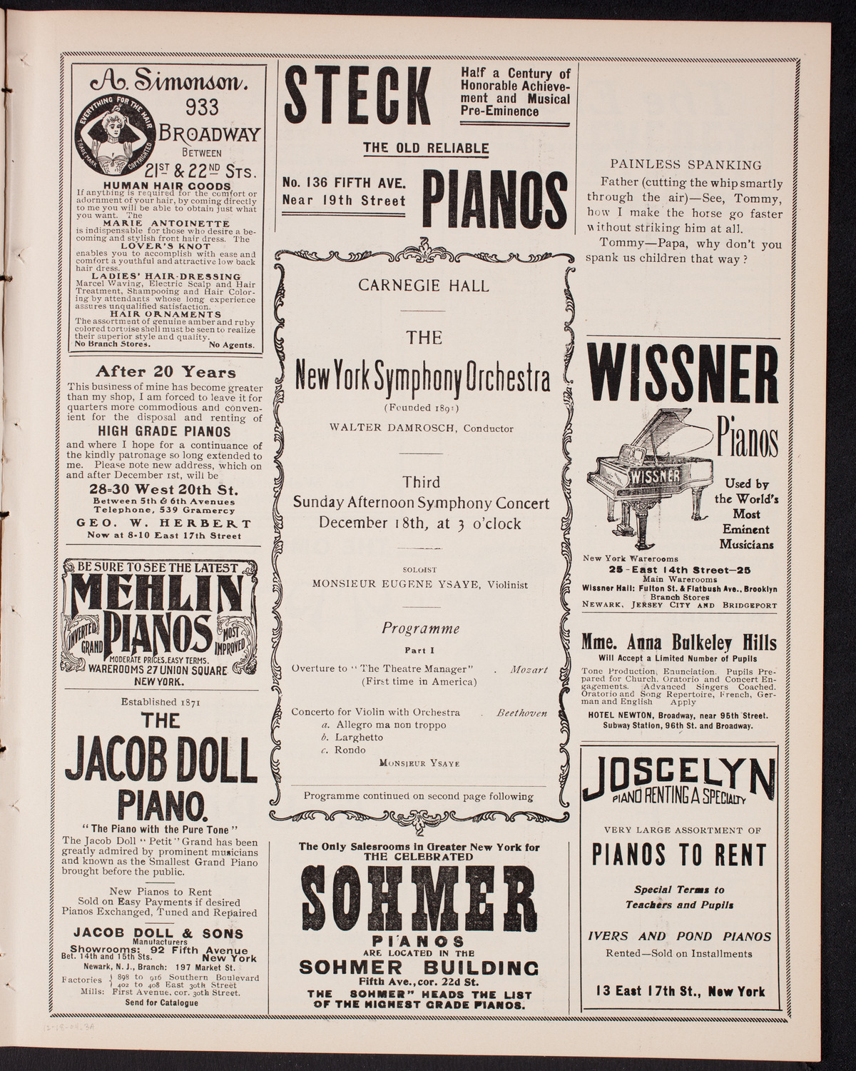 New York Symphony Orchestra, December 18, 1904, program page 5