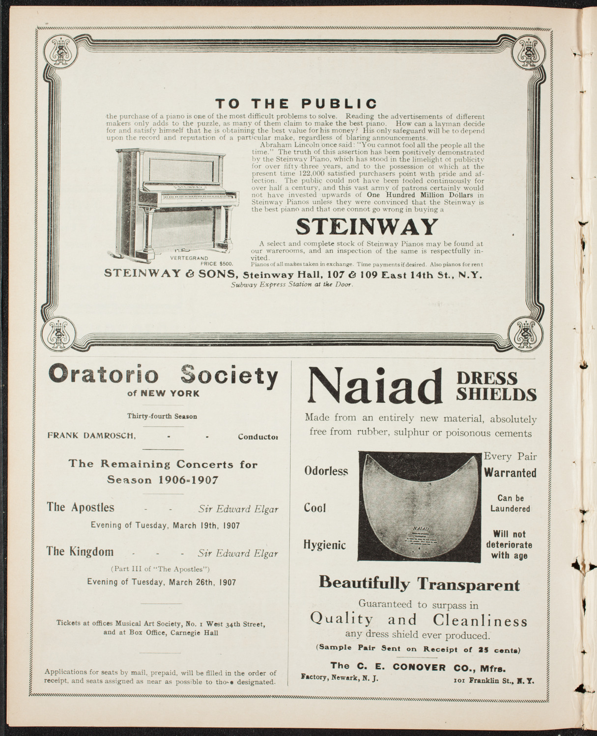 Boston Symphony Orchestra, January 10, 1907, program page 4