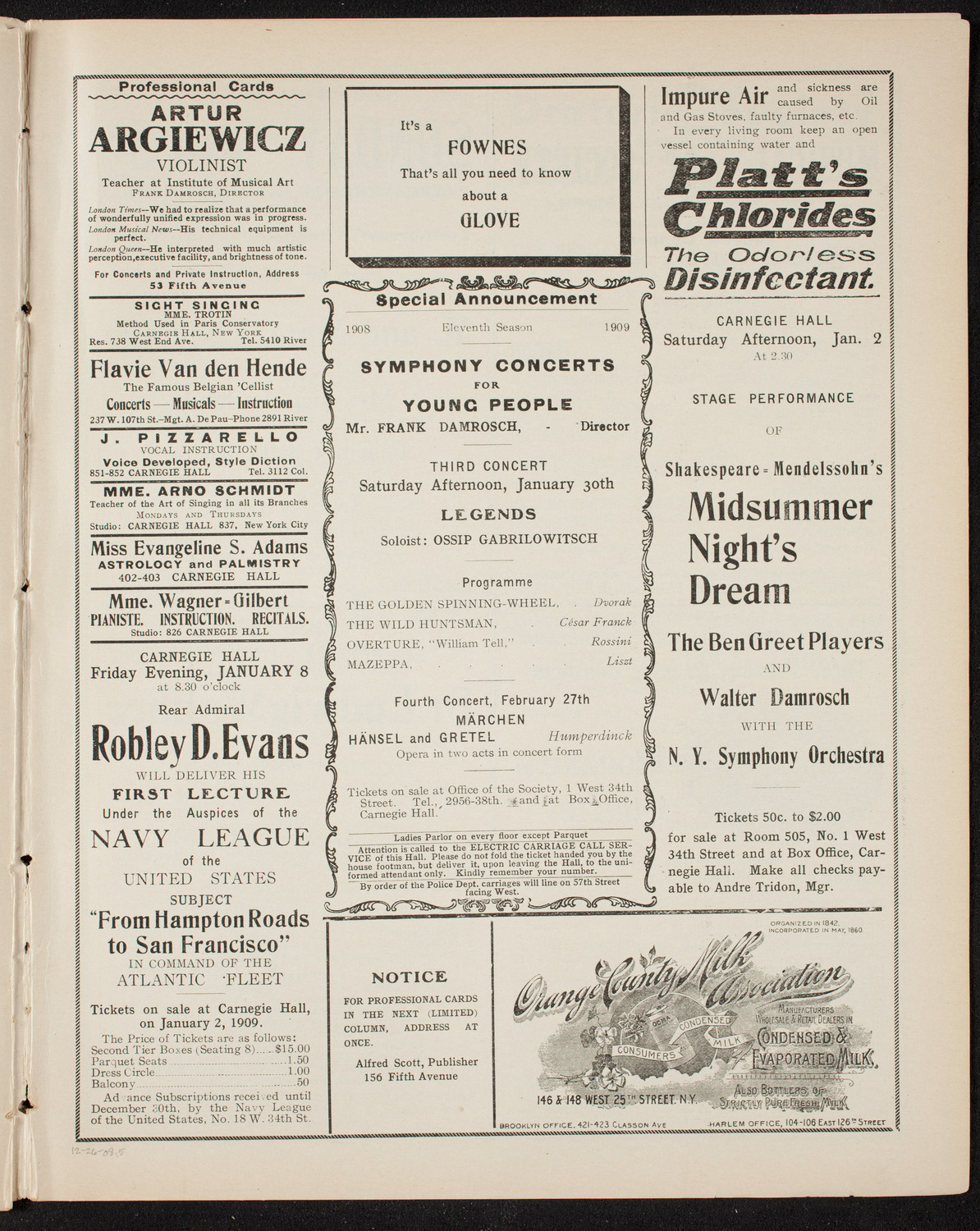 Oratorio Society of New York, December 26, 1908, program page 9