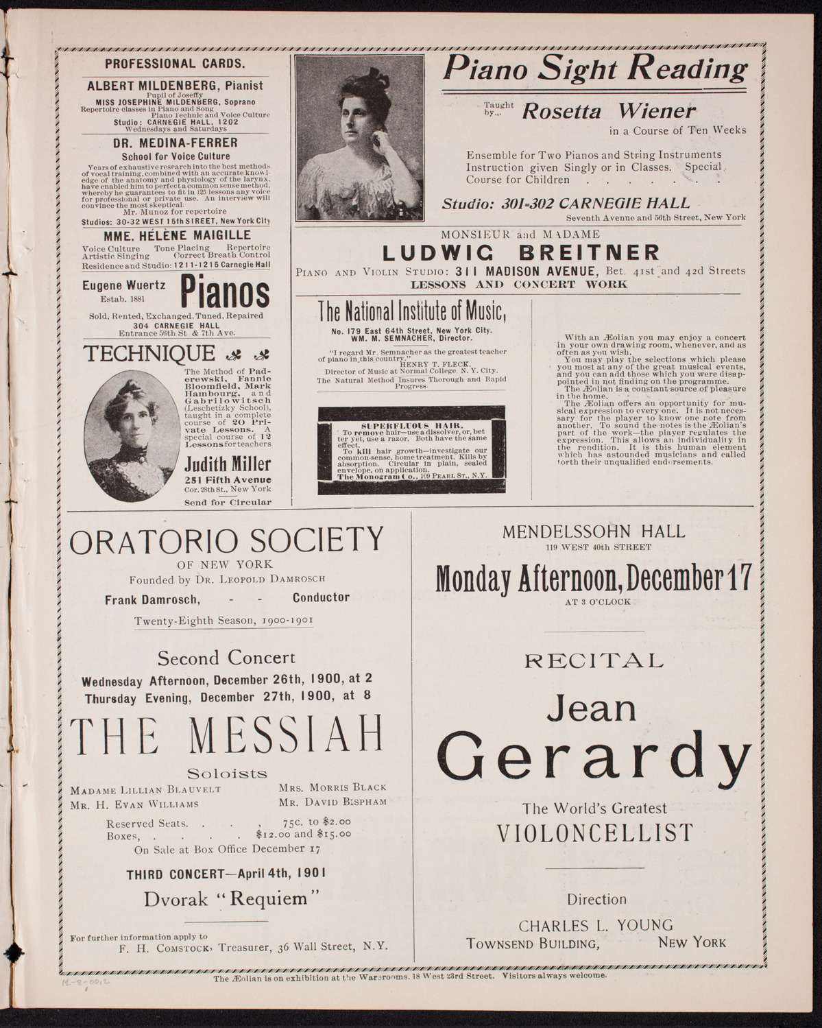 New York Philharmonic, December 8, 1900, program page 3