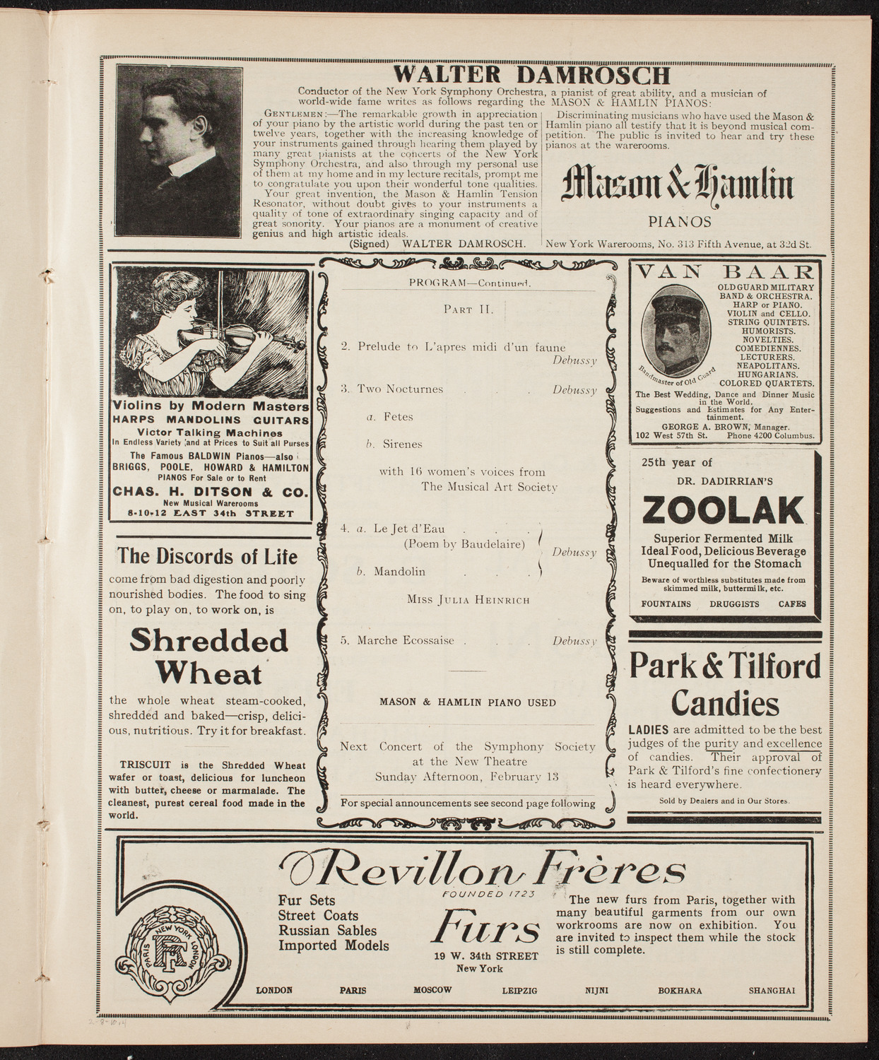 New York Symphony Orchestra, February 8, 1910, program page 7