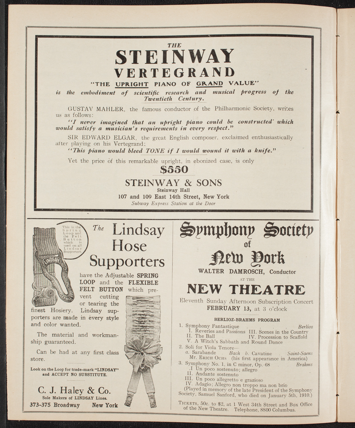 German Liederkranz, February 12, 1910, program page 4