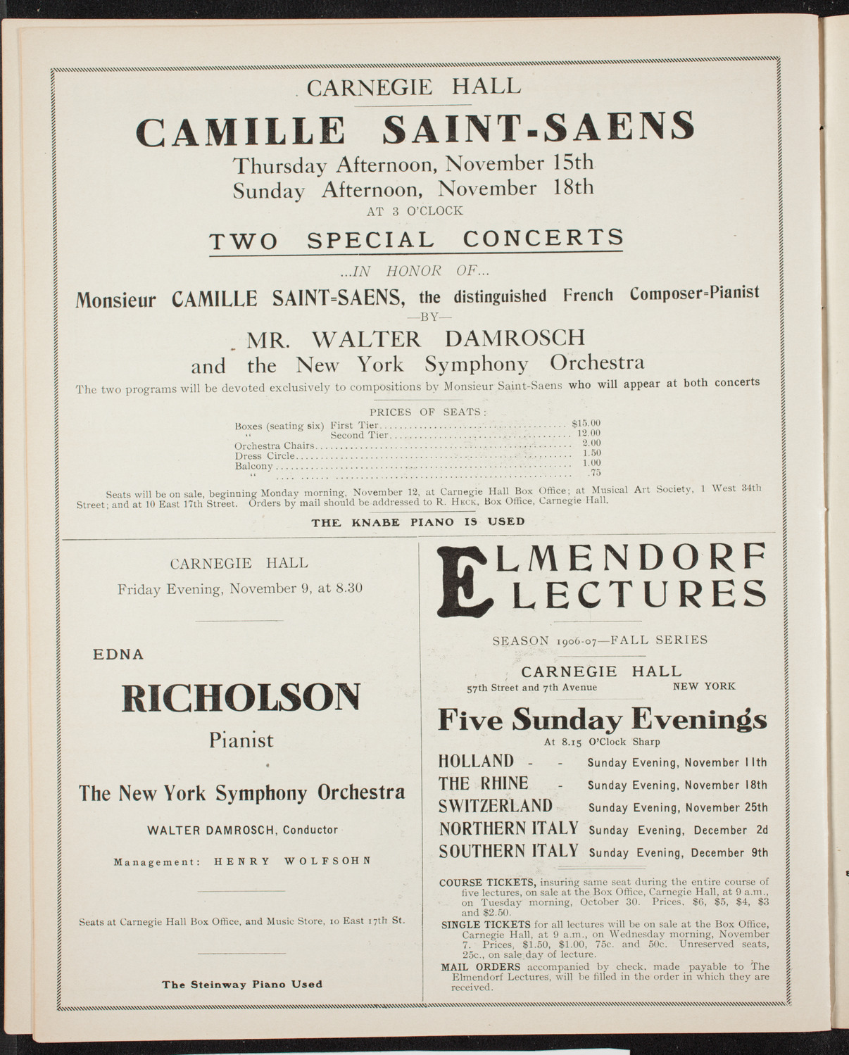 New York Symphony Orchestra, November 4, 1906, program page 12