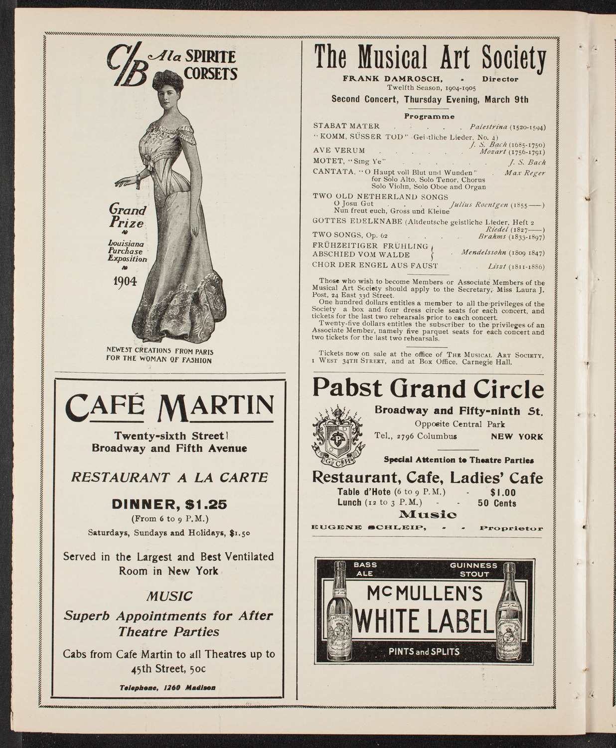 New York Philharmonic, January 27, 1905, program page 8