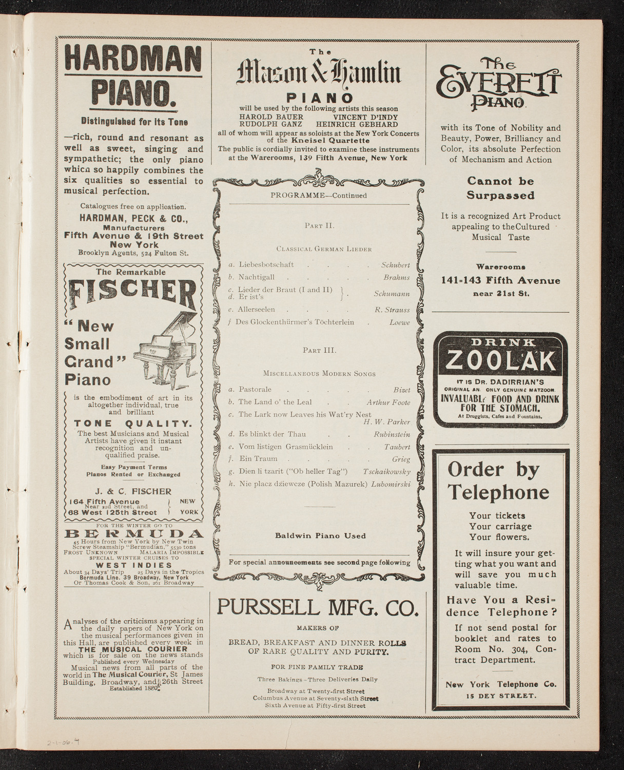 New York Symphony Orchestra, February 6, 1906, program page 7