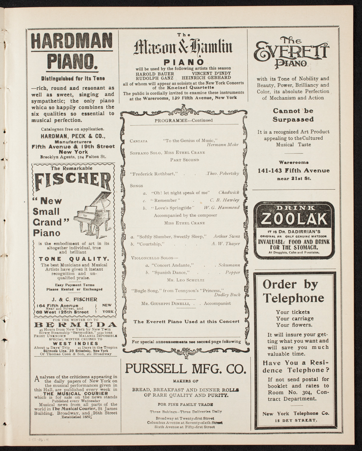 New York Banks' Glee Club, February 12, 1906, program page 7