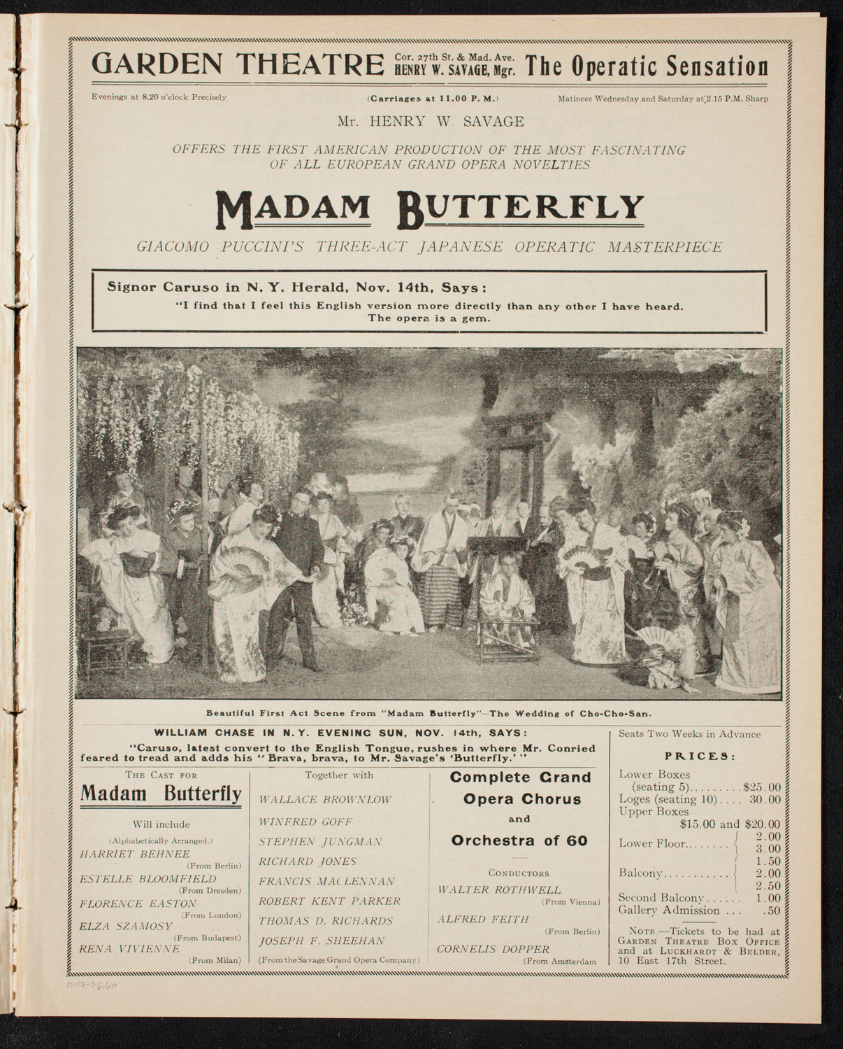 Moriz Rosenthal, Piano, November 17, 1906, program page 11
