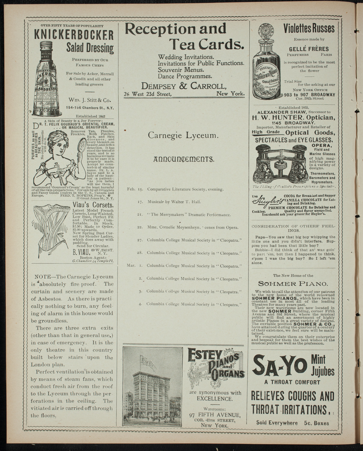 Students' Dramatic Club, February 14, 1899, program page 2