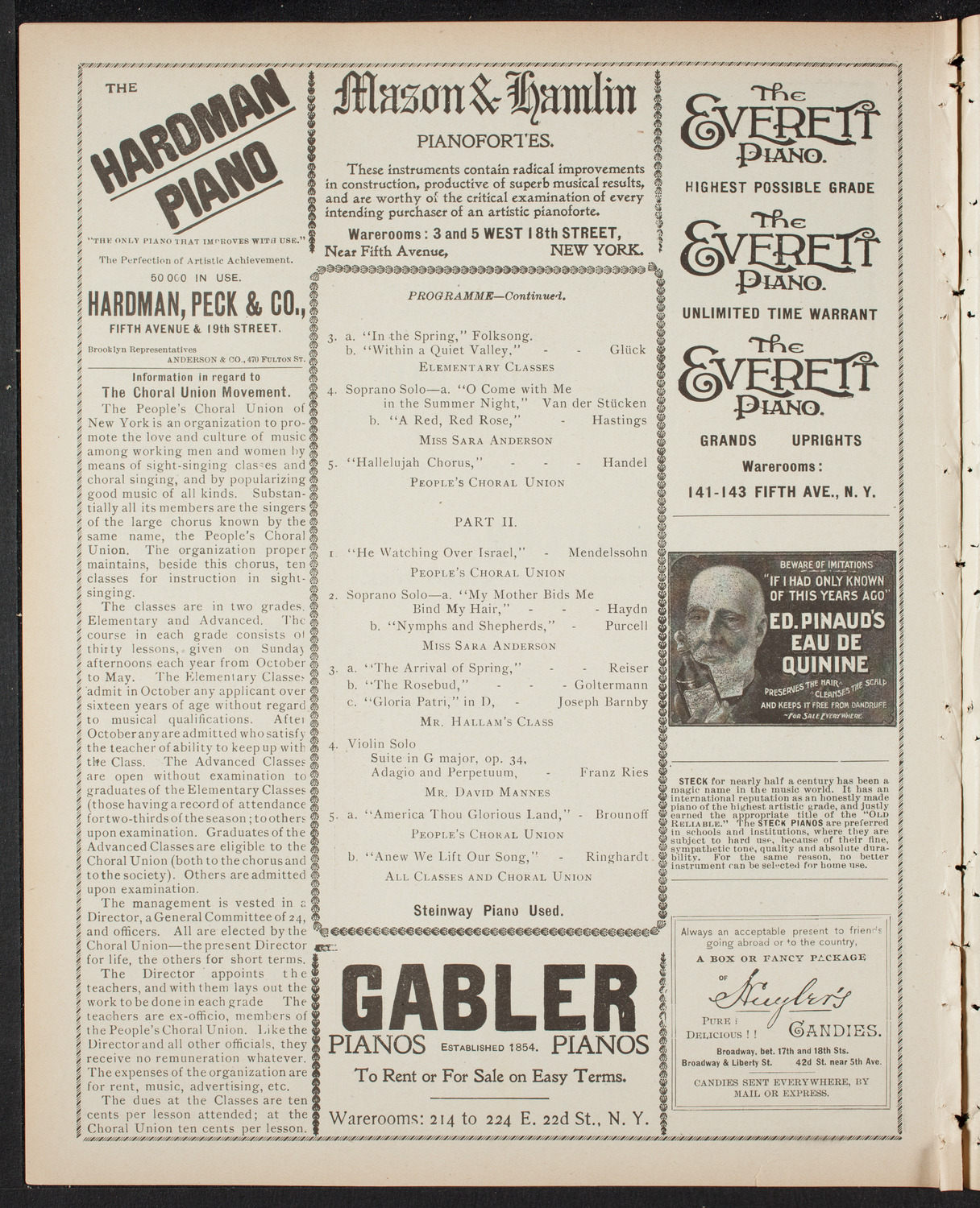 People's Singing Classes, May 18, 1899, program page 6