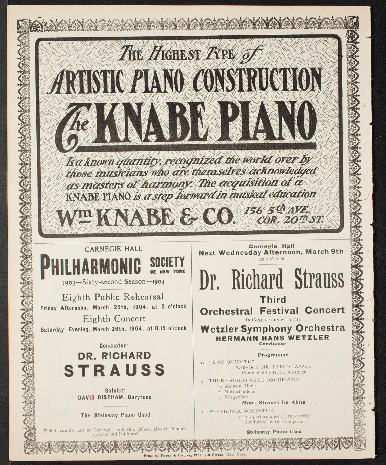 New York Philharmonic, March 4, 1904, program page 12