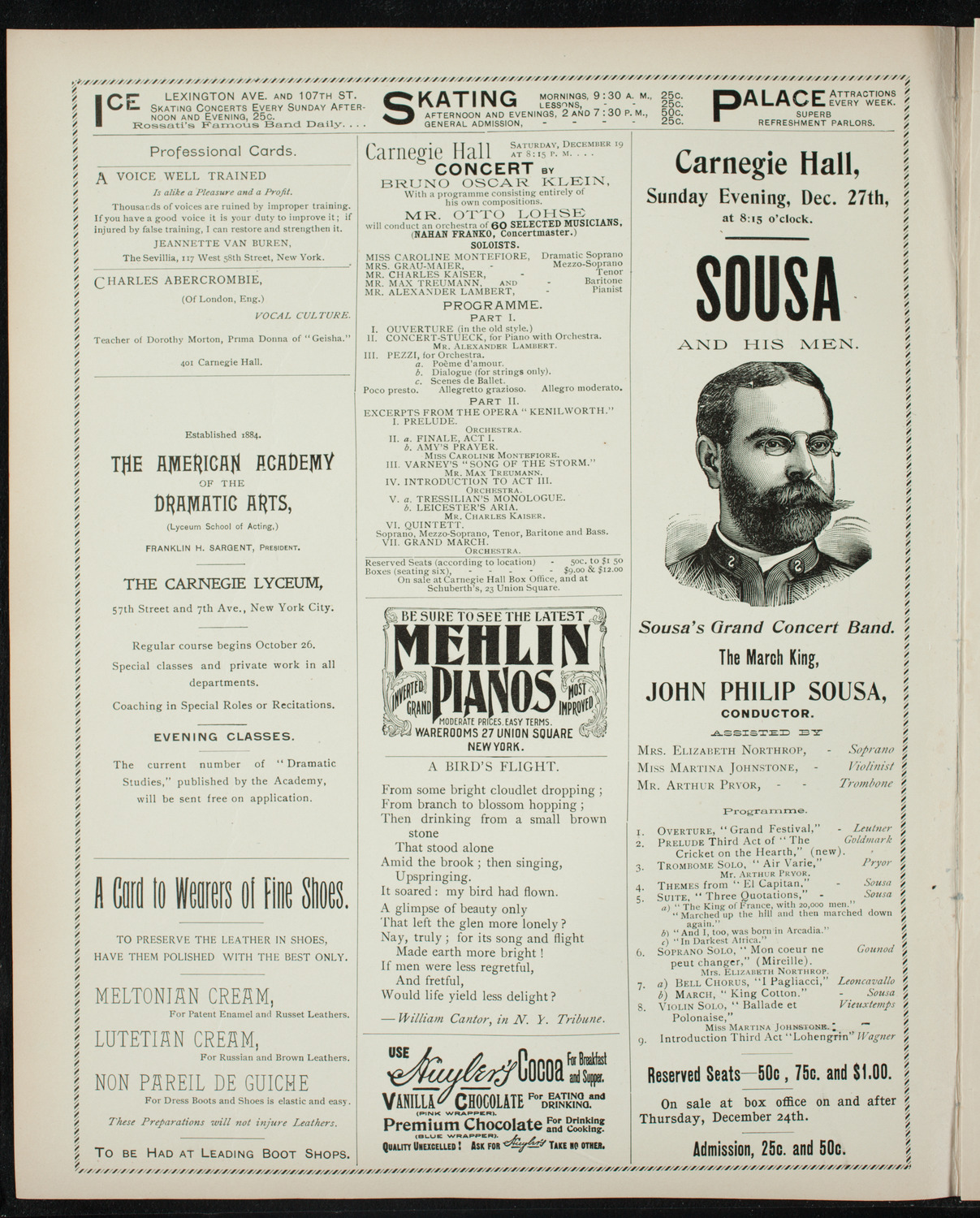 New York Philharmonic, December 11, 1896, program page 2