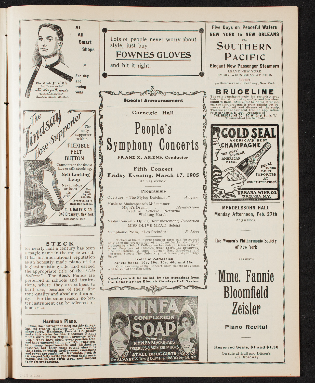 Russian Symphony Society of New York, February 25, 1905, program page 9