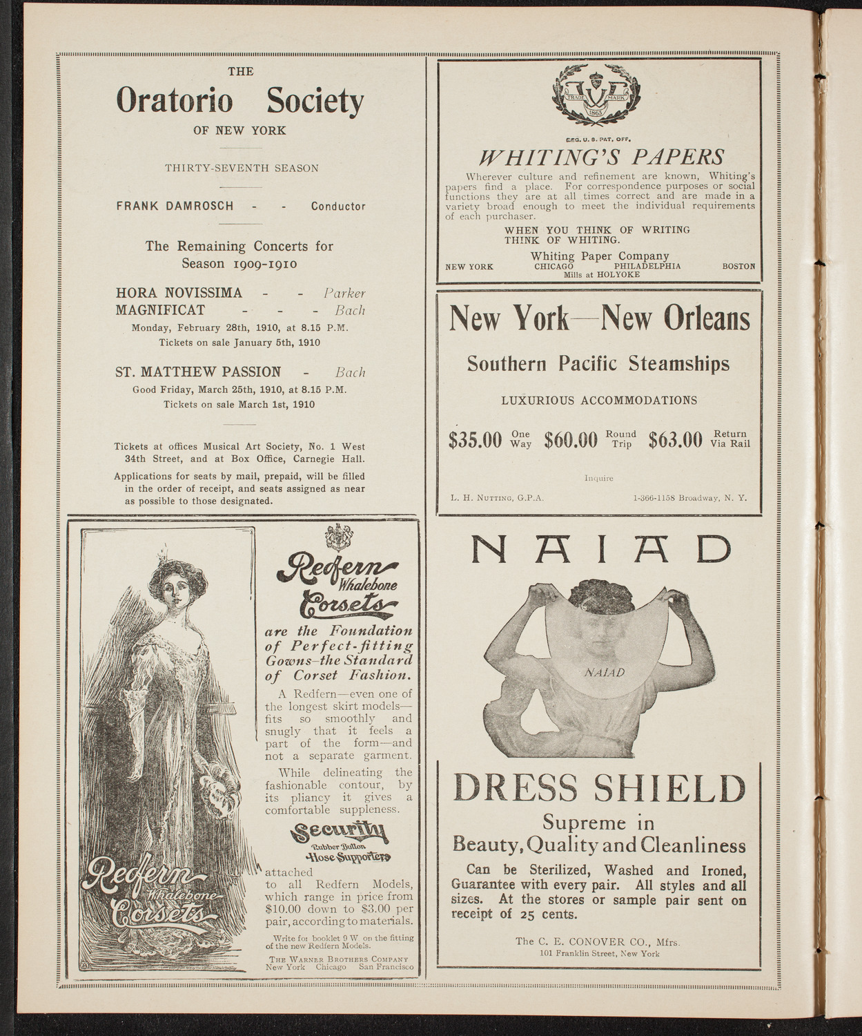 Oratorio Society of New York, December 30, 1909, program page 2