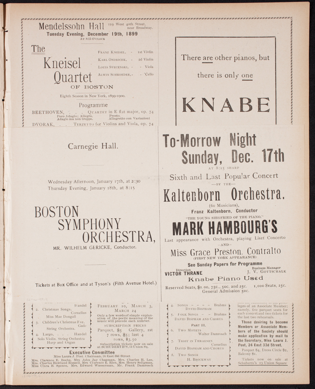 Ignacy Jan Paderewski, Piano, December 16, 1899, program page 7