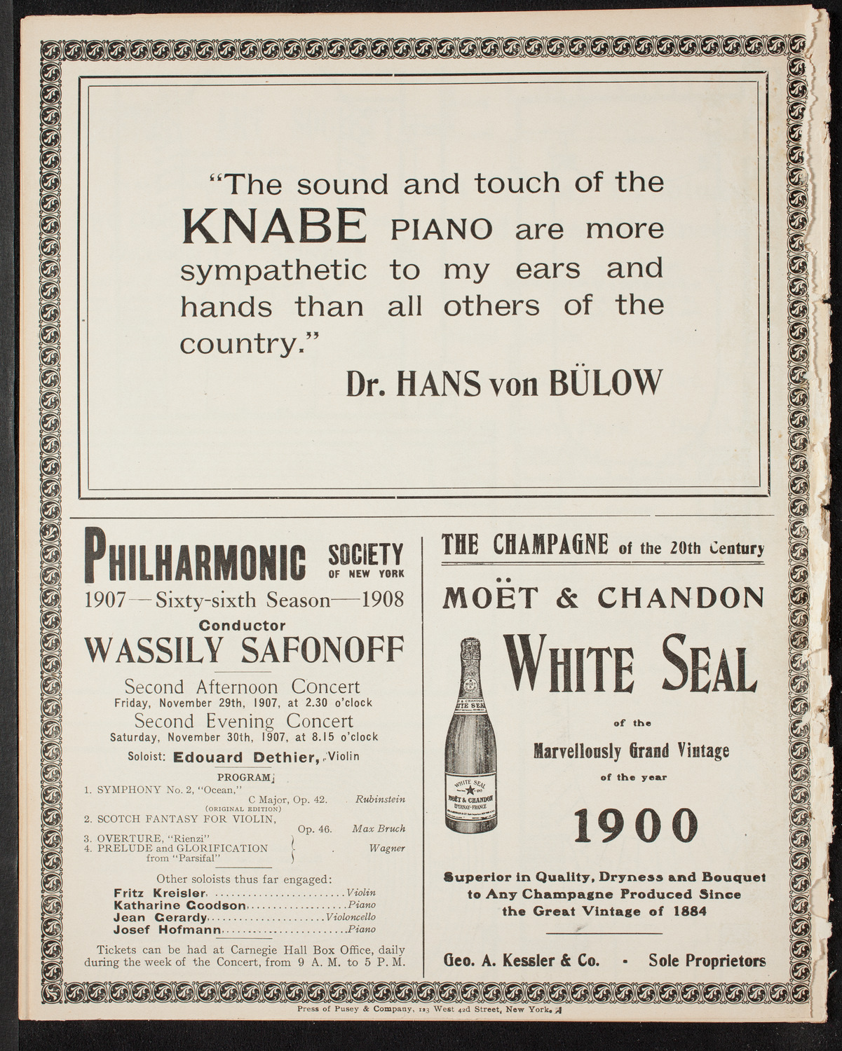 Benefit: German Hospital and Dispensary, November 27, 1907, program page 12