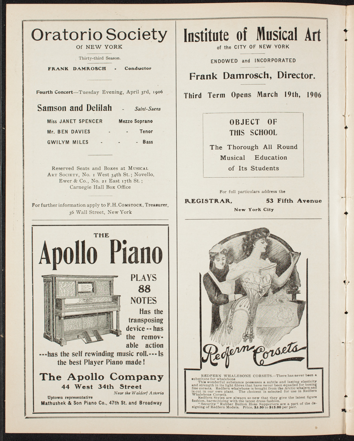 Boston Symphony Orchestra, March 15, 1906, program page 2
