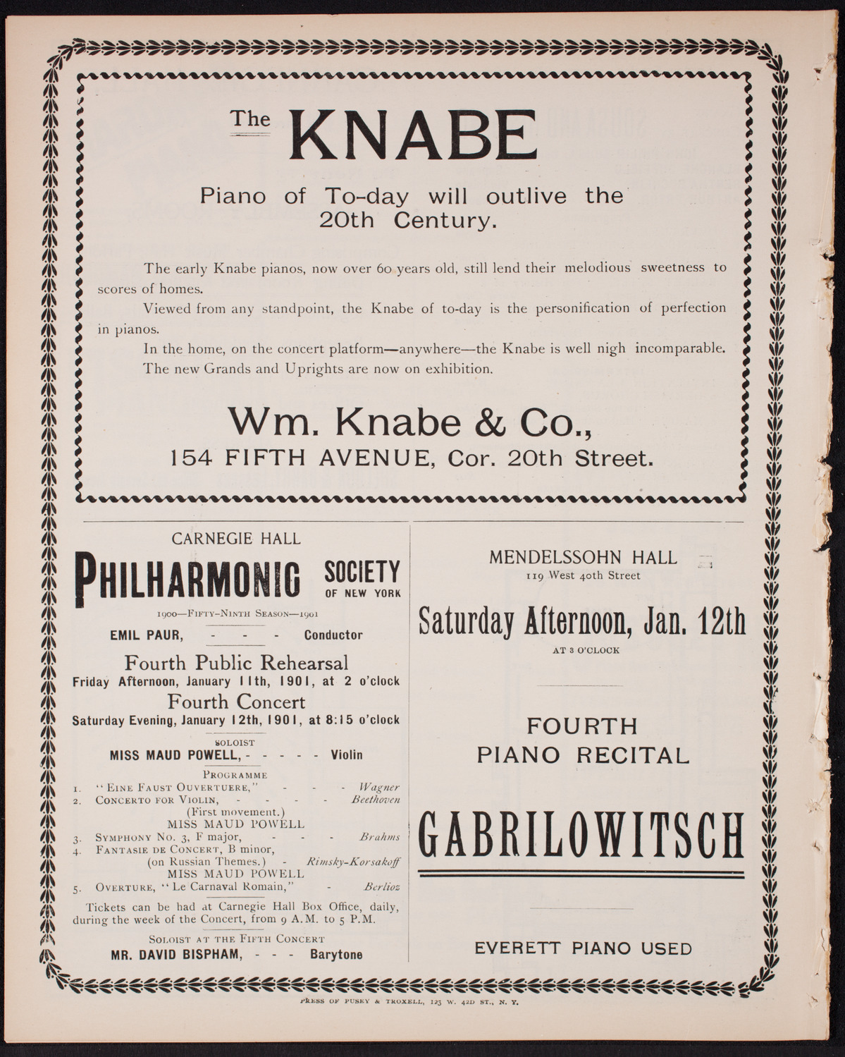 Sousa and His Band, January 5, 1901, program page 8