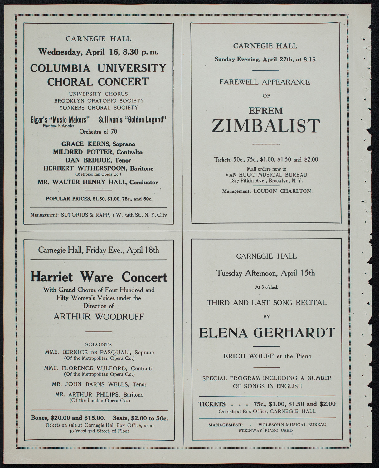 Eugène Ysaÿe, Violin, April 13, 1913, program page 10