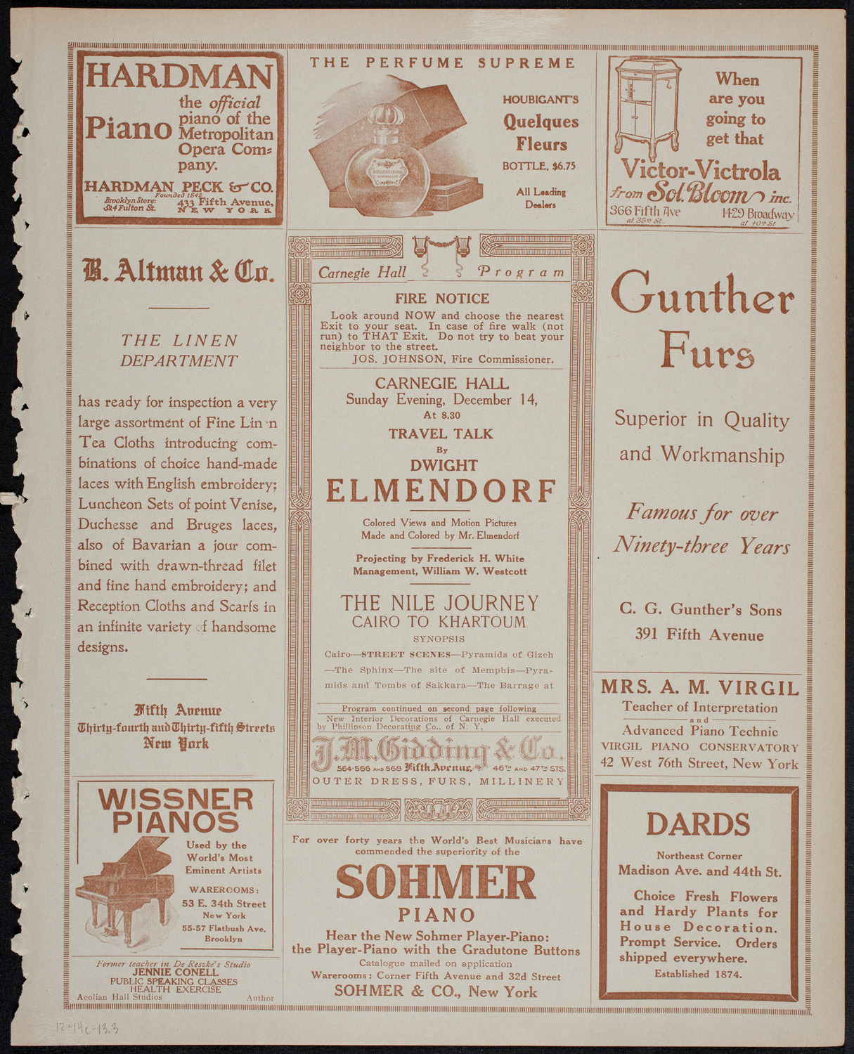 Elmendorf Lecture: The Nile Journey, December 14, 1913, program page 5