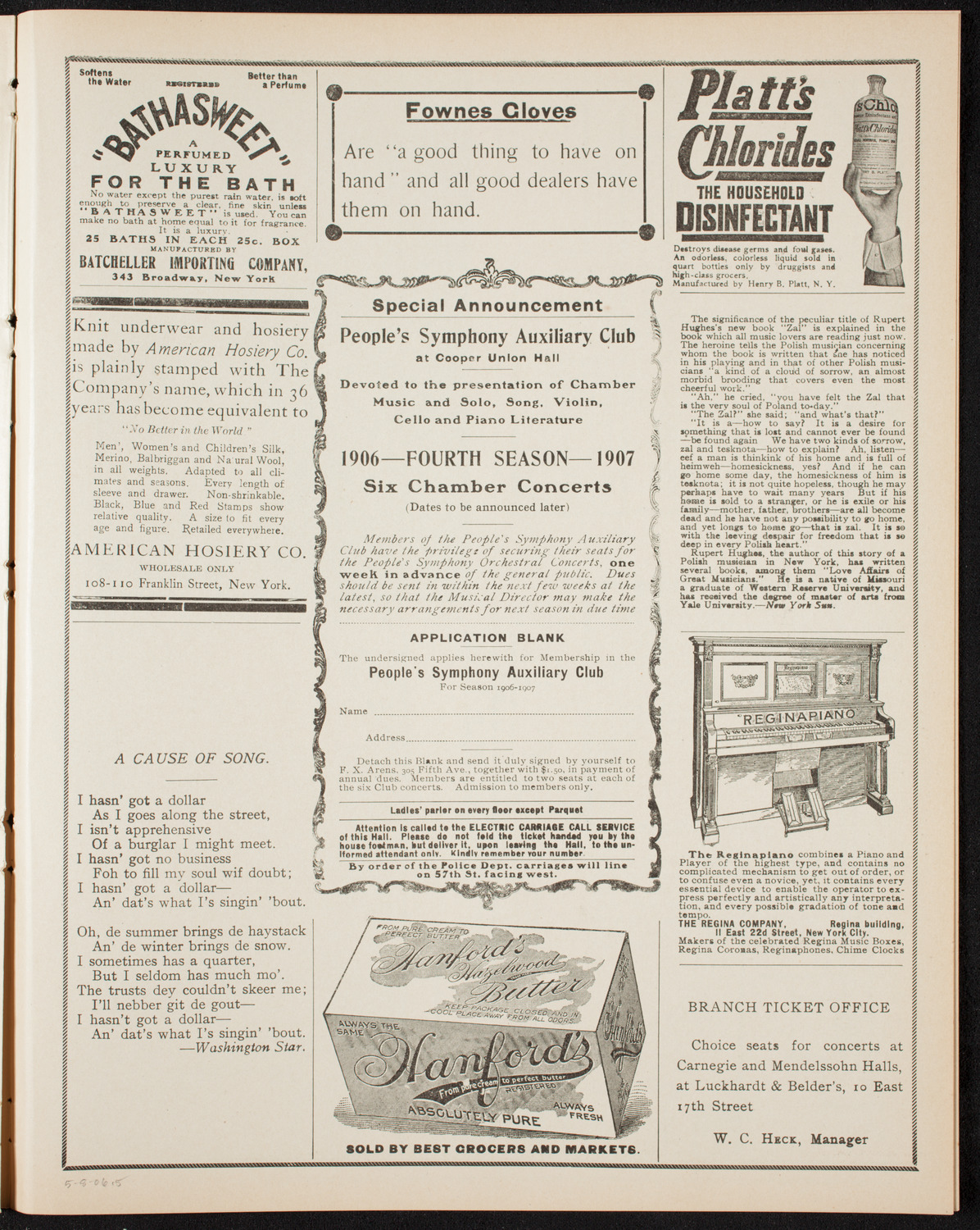Marcella Sembrich, Soprano, May 8, 1906, program page 9