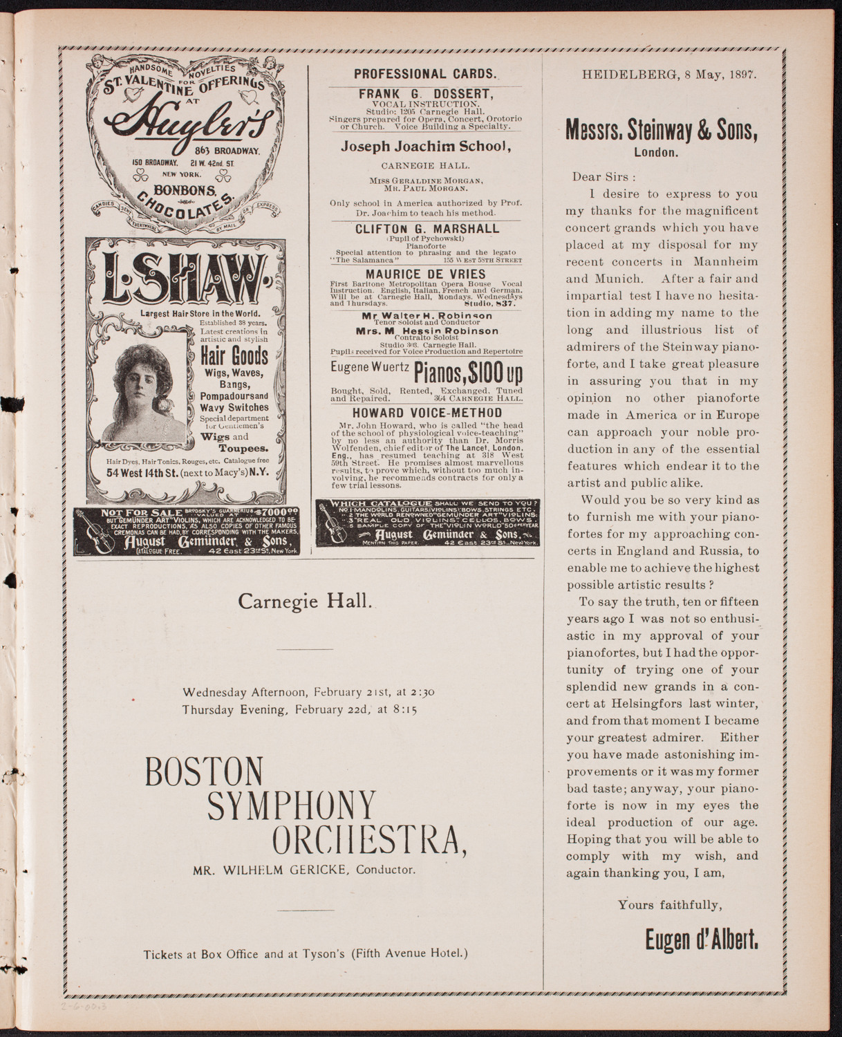 Benefit: Dewey Arch Fund, February 6, 1900, program page 5