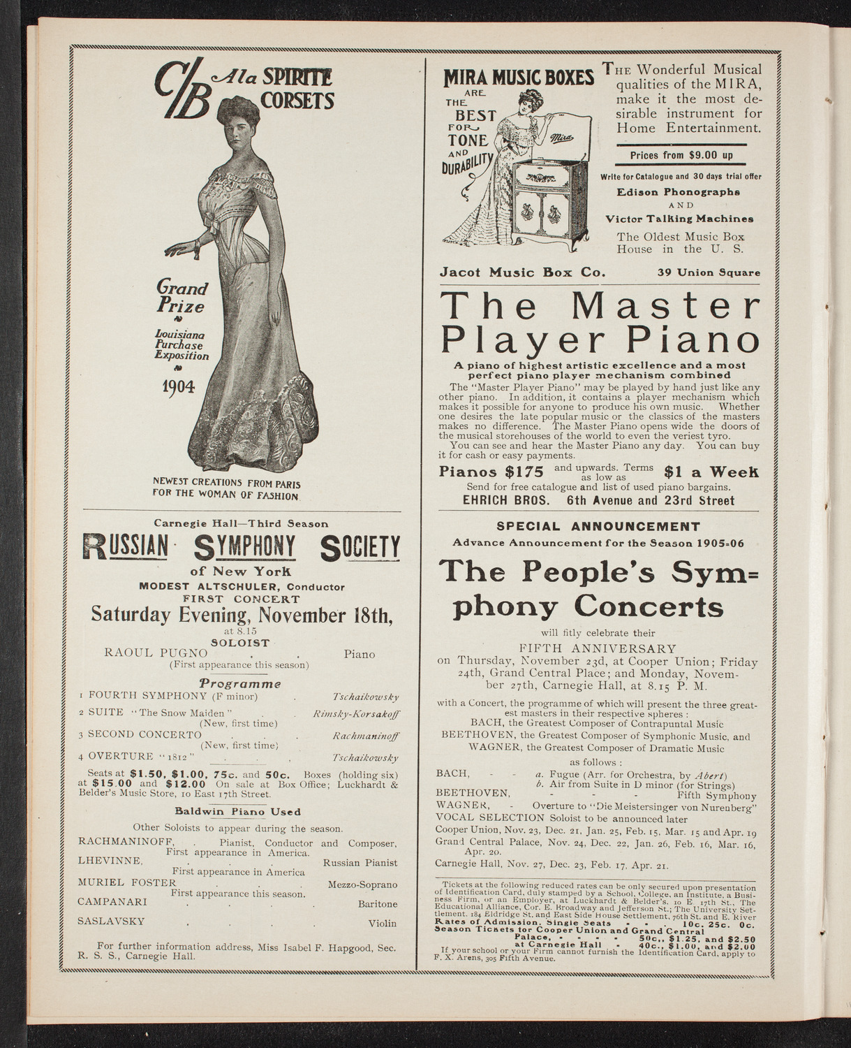 Boston Symphony Orchestra, November 11, 1905, program page 8