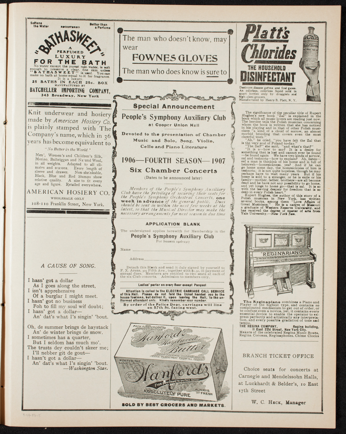 Musurgia of New York, April 24, 1906, program page 9