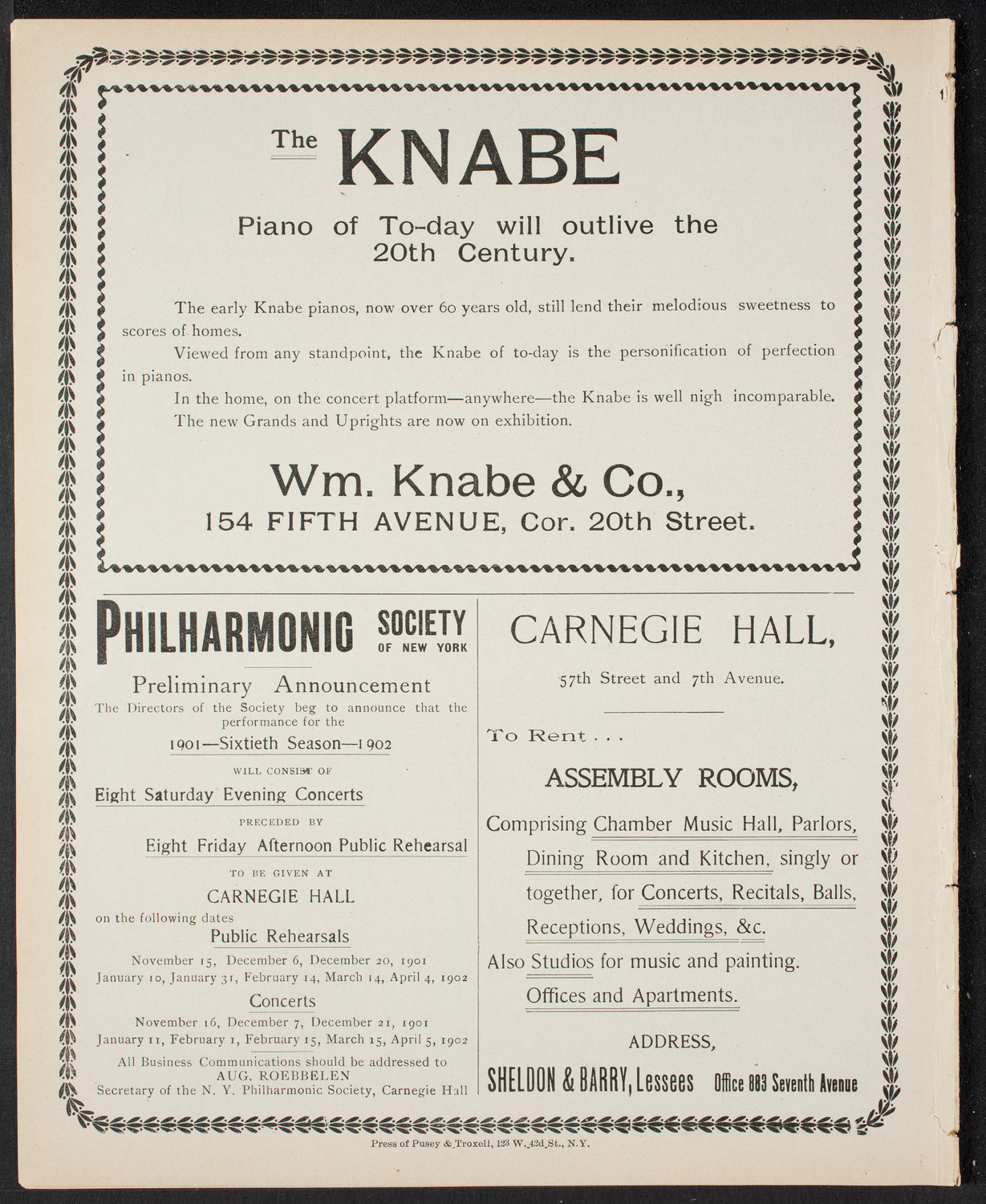 Amicitia Orchestral Club, May 10, 1901, program page 8