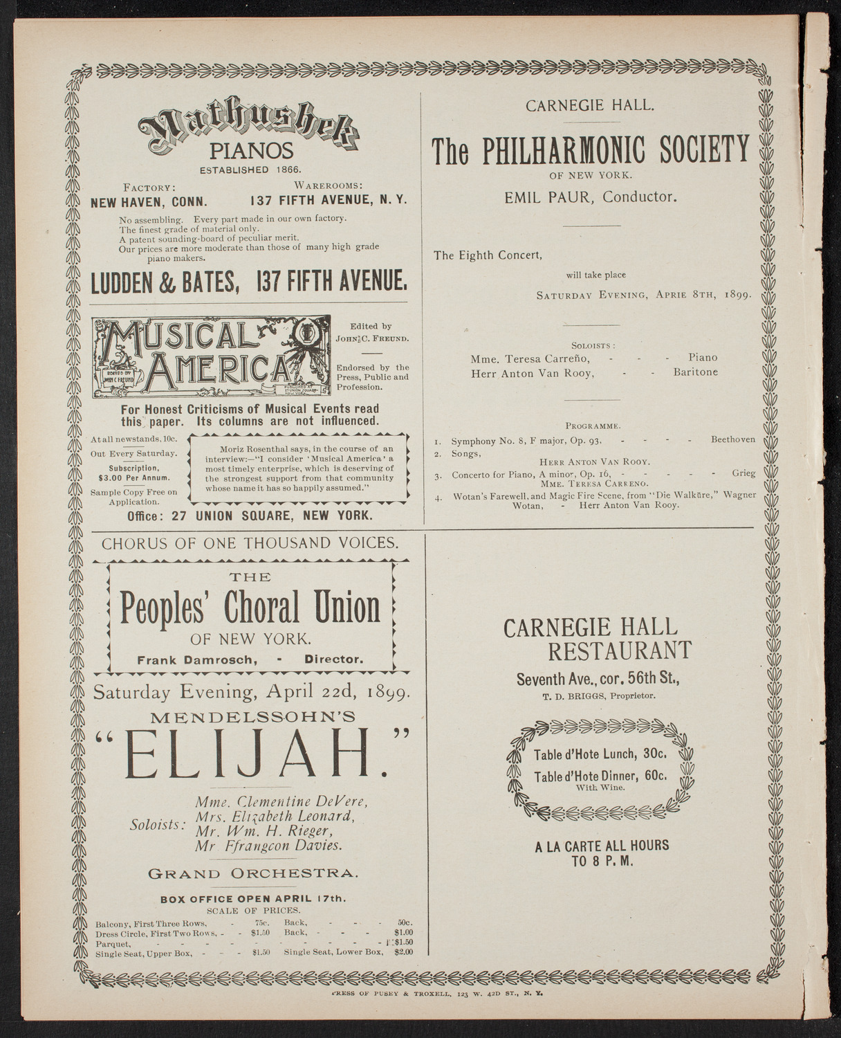 Elmendorf Lecture: The Entire War with Spain in Cuba, April 7, 1899, program page 8