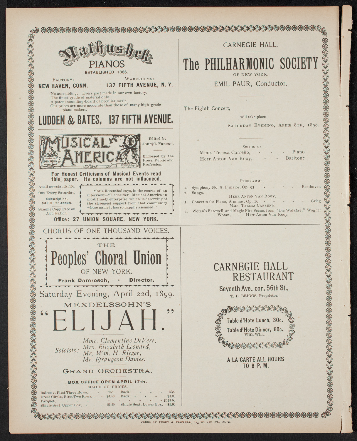 Elmendorf Lecture: The Entire War with Spain in Cuba, April 7, 1899, program page 8