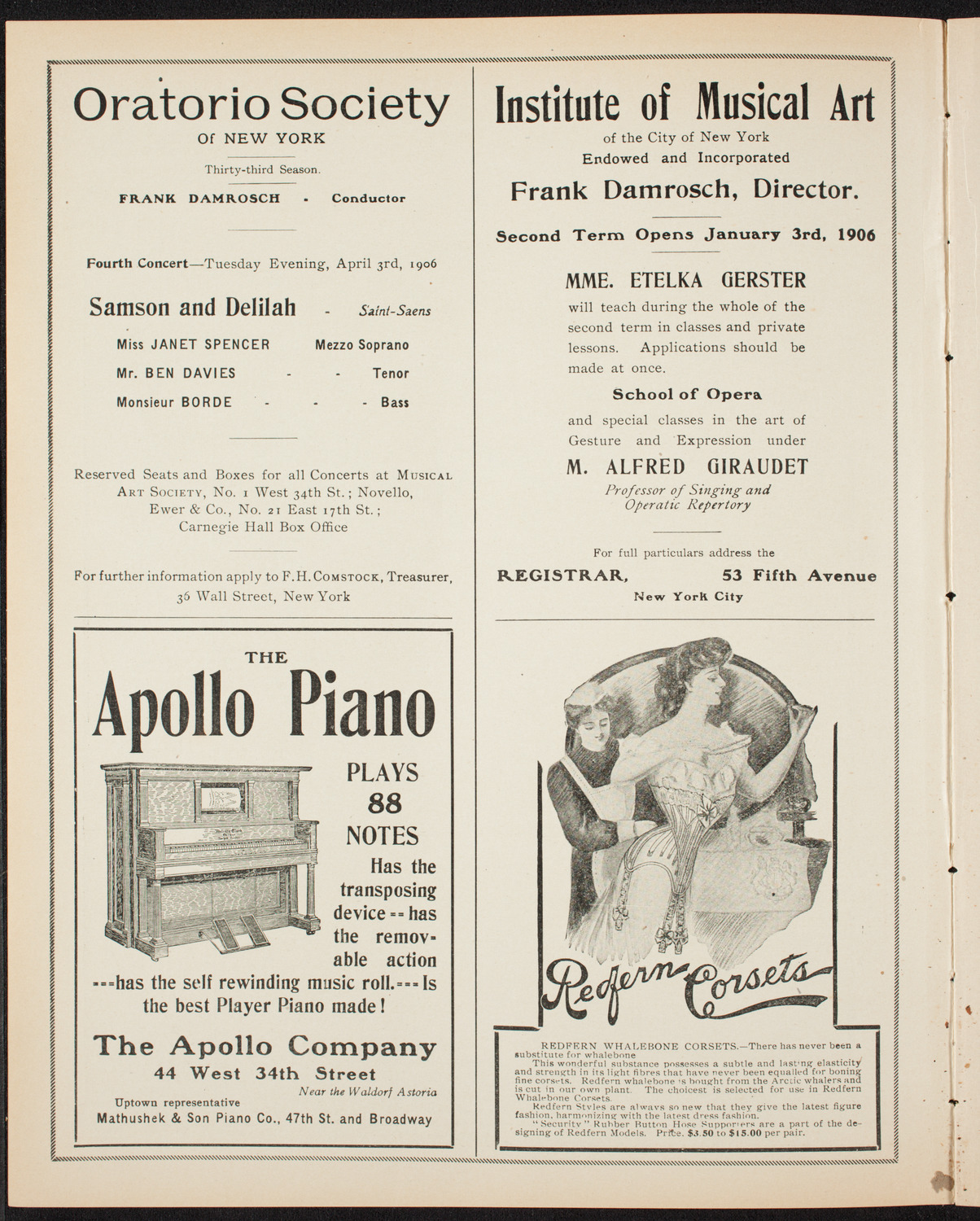 New York Symphony Orchestra, March 4, 1906, program page 2