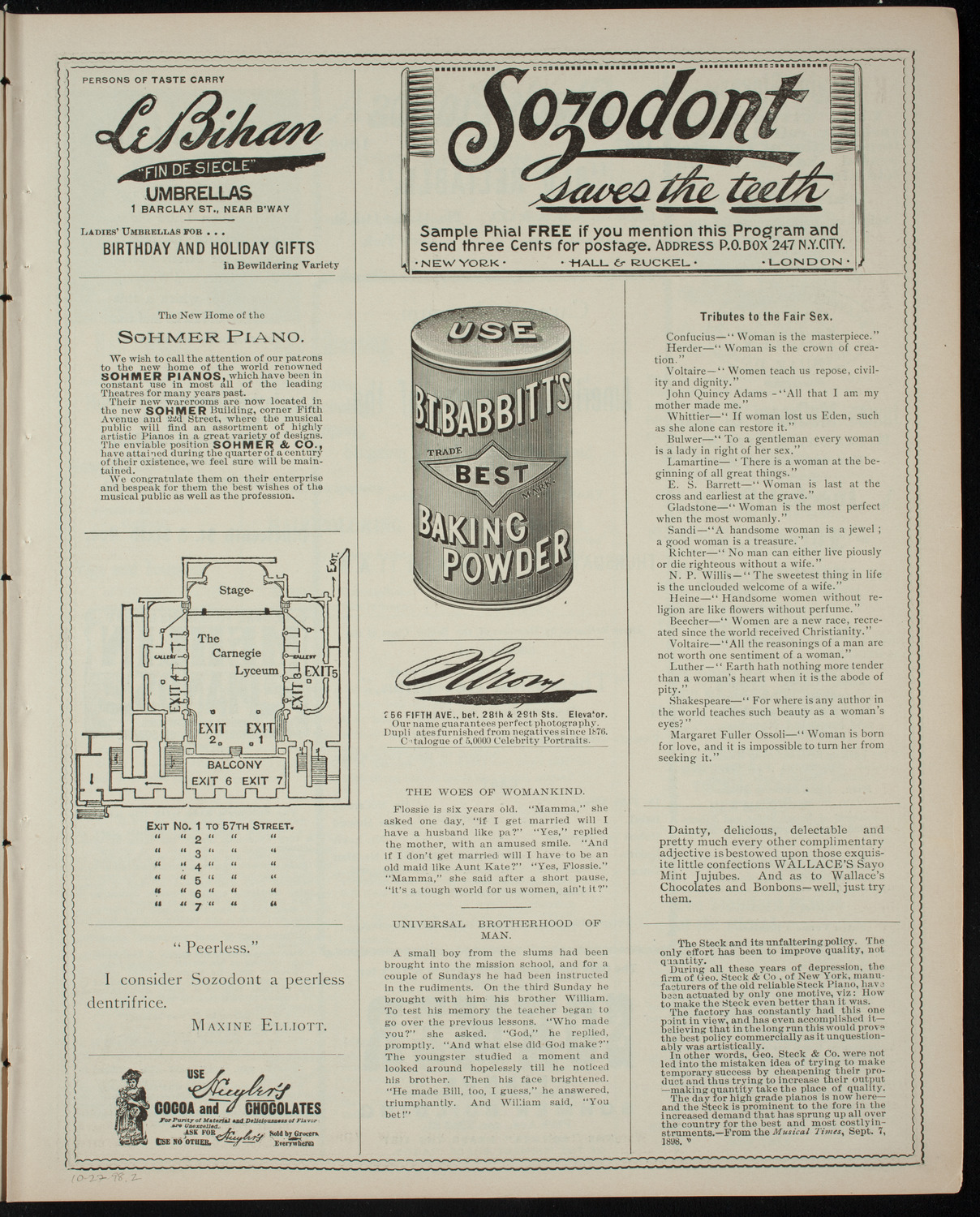 American Academy of Dramatic Arts, October 27, 1898, program page 3