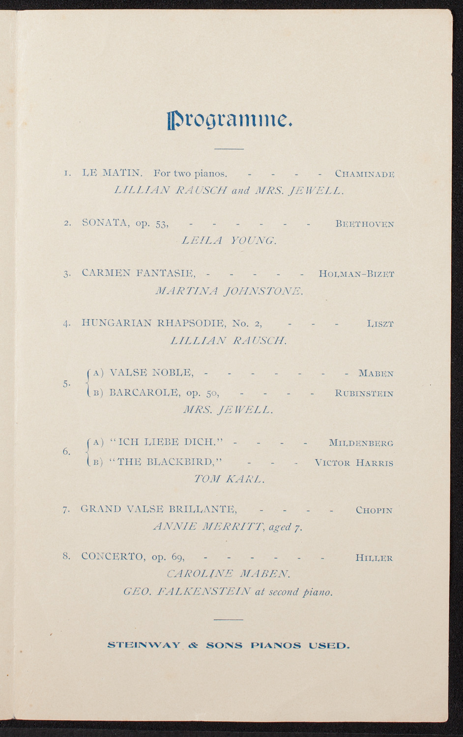 Students of Caroline Maben and Others, February 16, 1901, program page 2