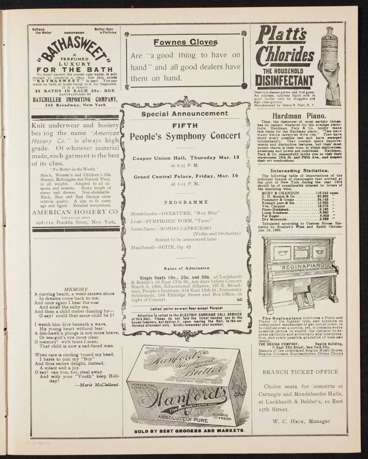 People's Symphony Concert, February 17, 1906, program page 9