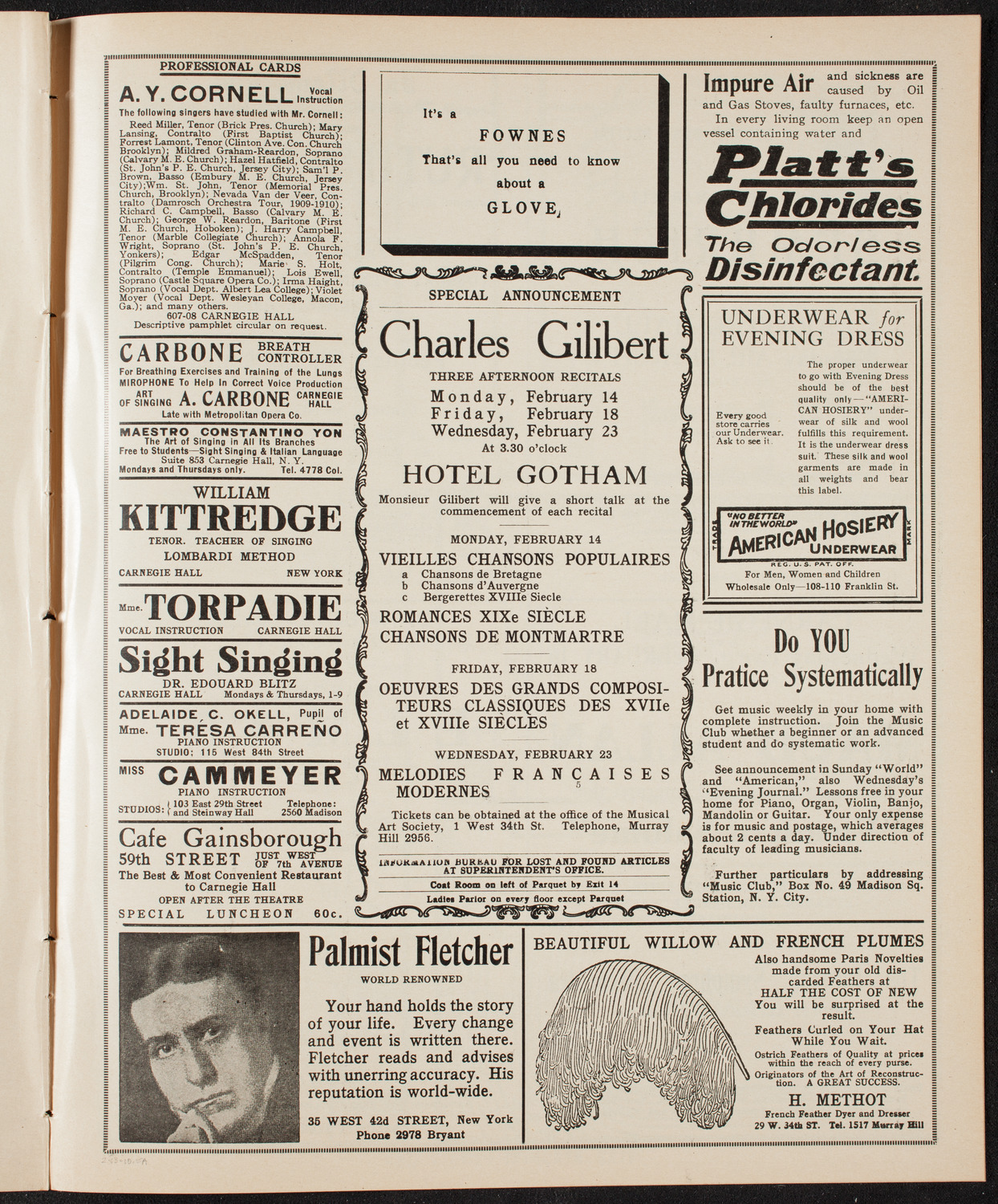 New York Philharmonic, February 13, 1910, program page 9