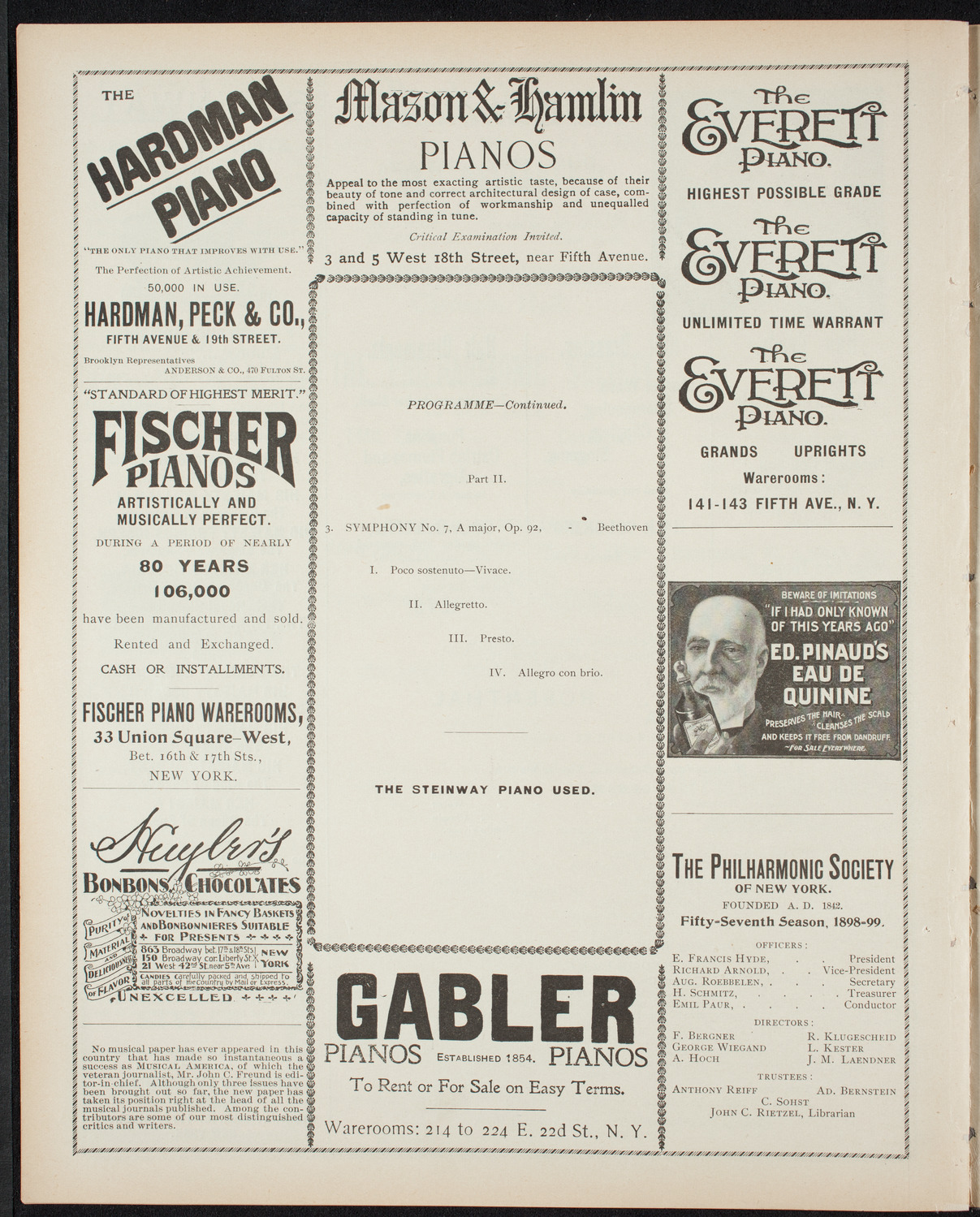 New York Philharmonic, November 4, 1898, program page 6