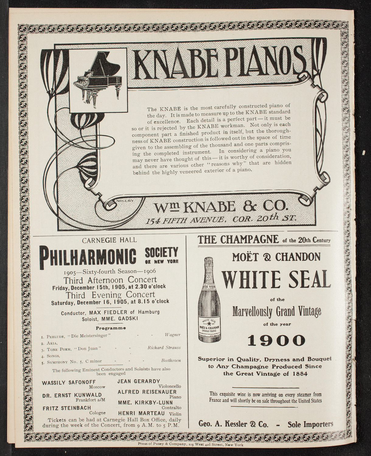 New York Philharmonic, December 1, 1905, program page 14