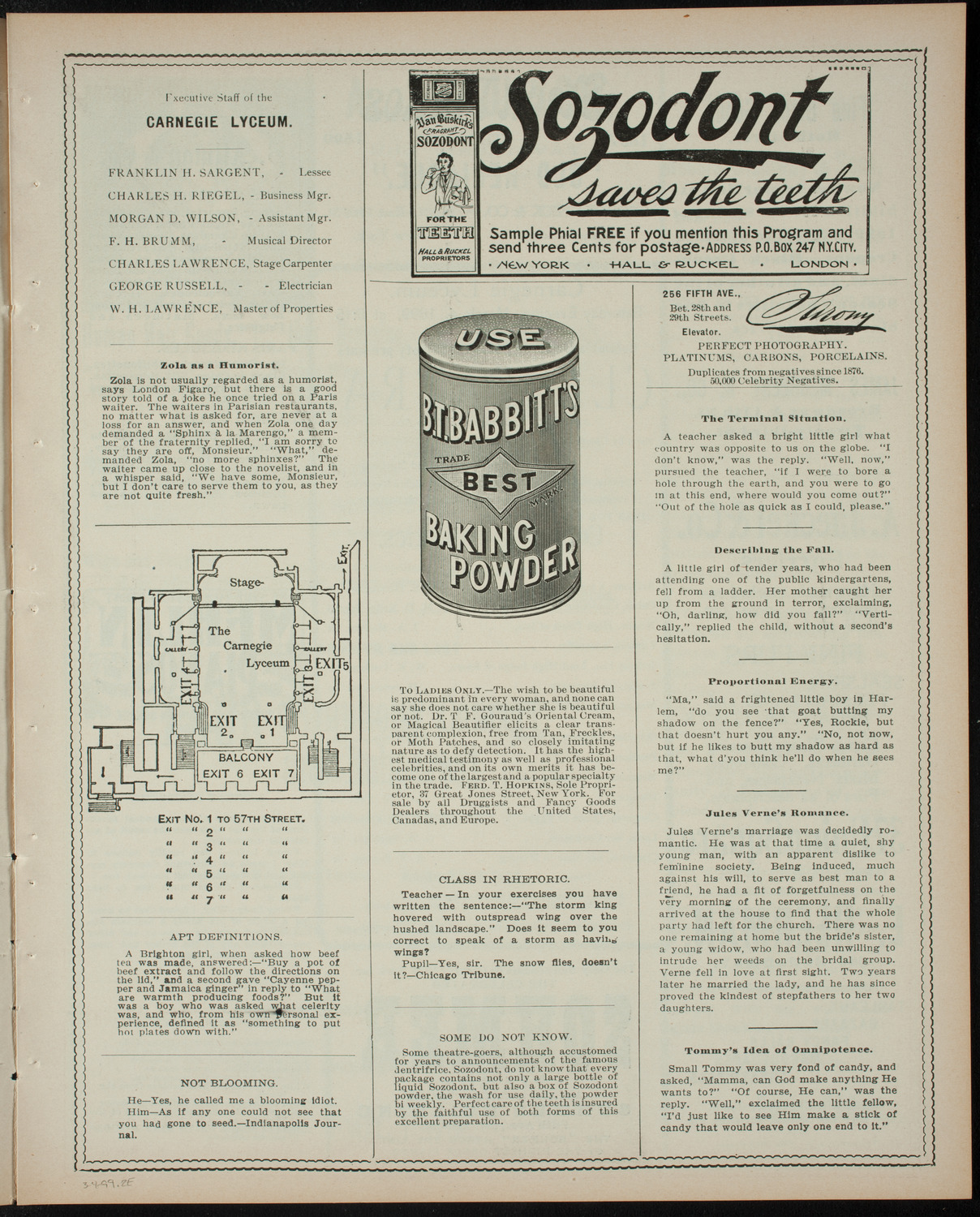 Columbia University Musical Society, March 4, 1899, program page 3